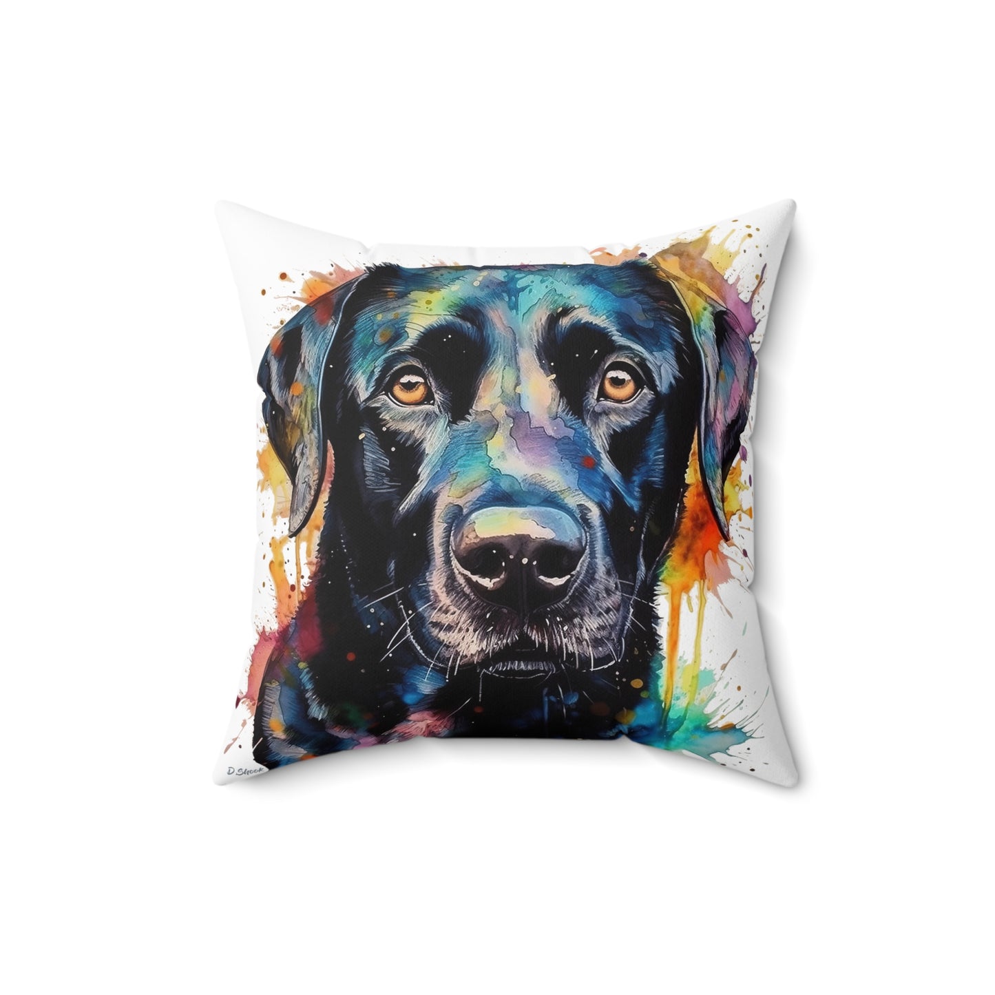 Black Lab 1 Spun Polyester Square Pillow