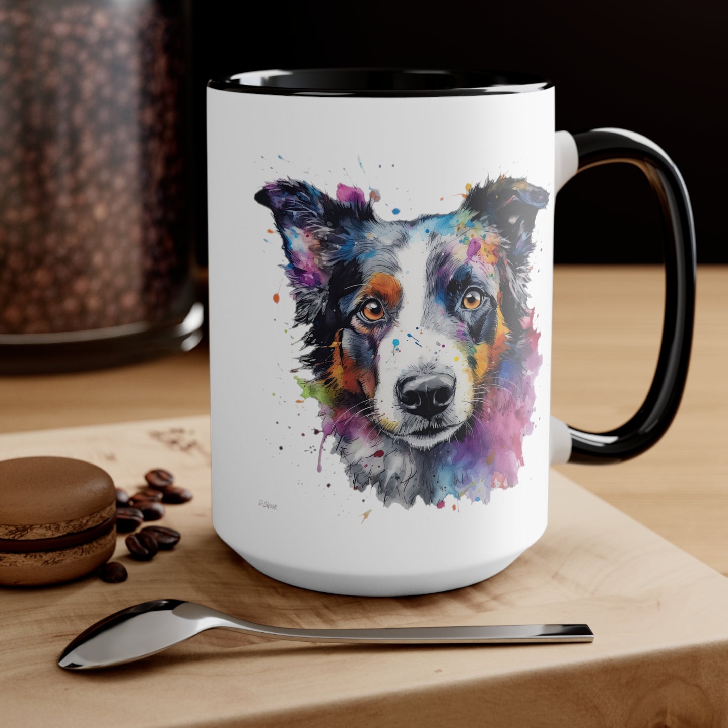 Border Collie 1 Accent Mugs