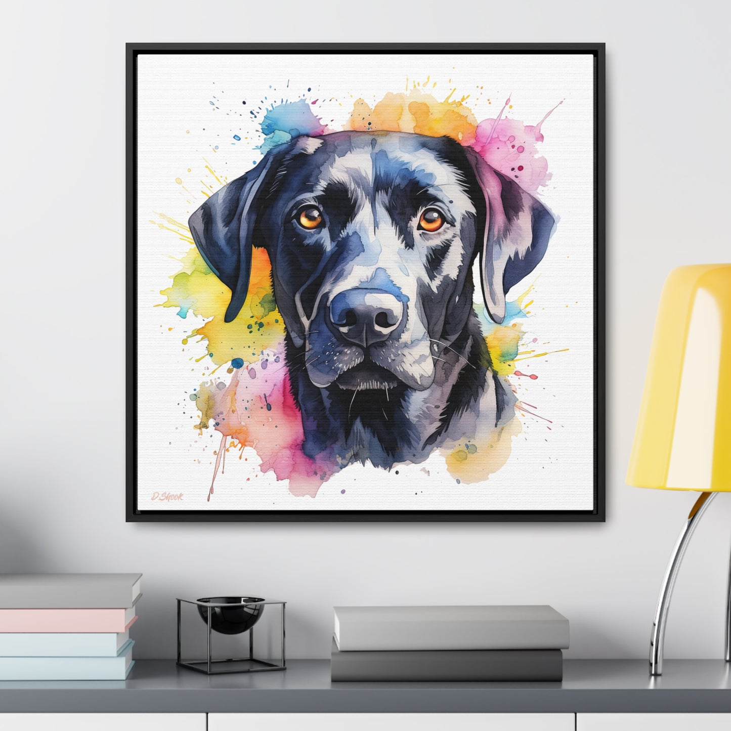 Black Lab 4 Gallery Canvas Wraps, Square Frame