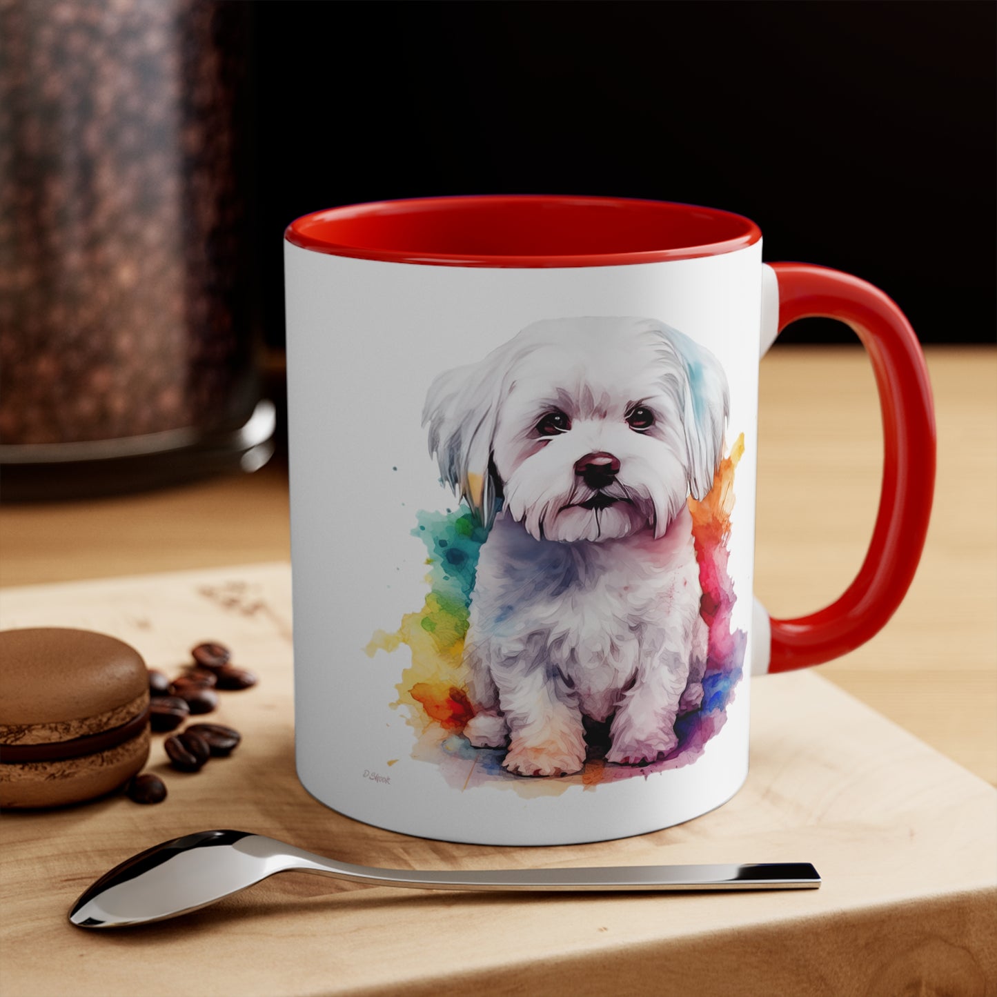 Maltese Dog 3 Accent Mugs
