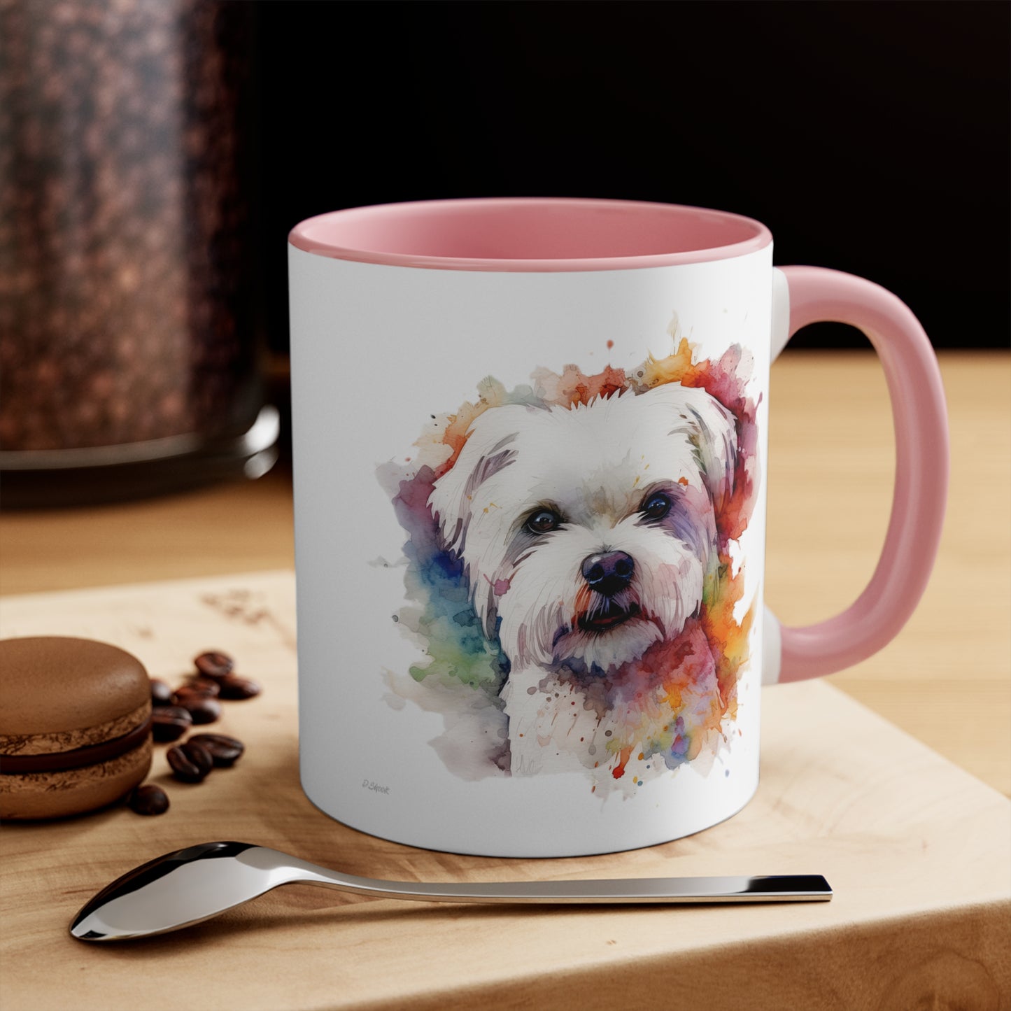 Maltese Dog 2 Accent Mugs