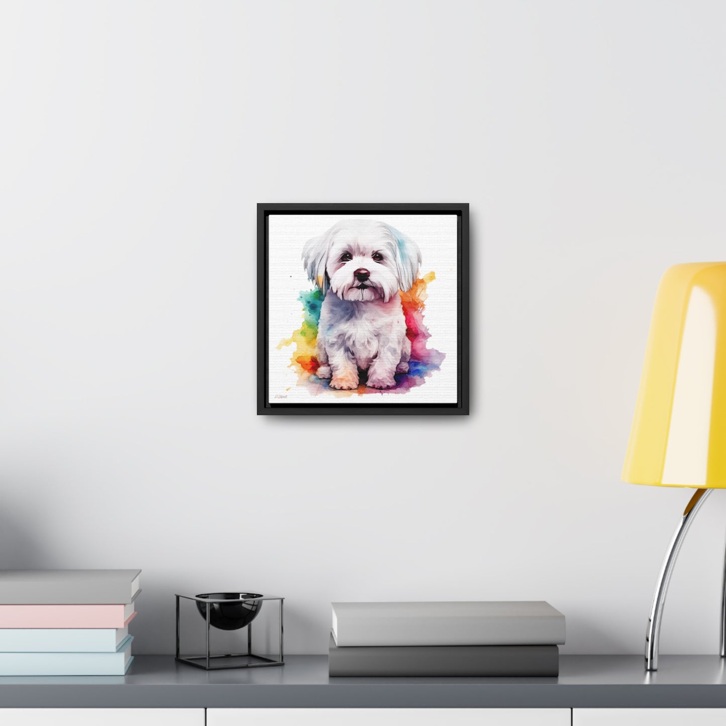 Maltese Dog 3 Gallery Canvas Wraps, Square Frame