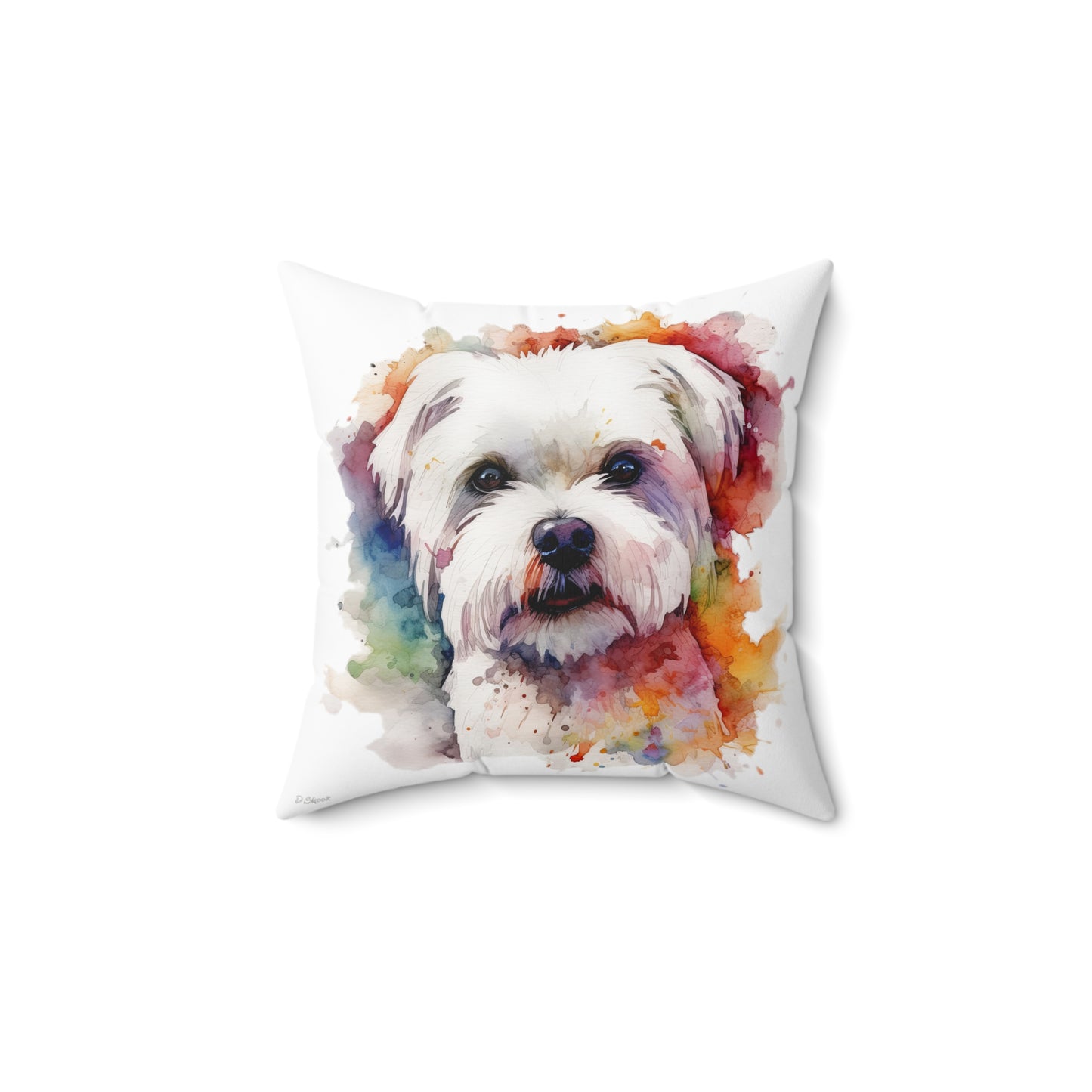 Maltese Dog 2 Spun Polyester Square Pillow
