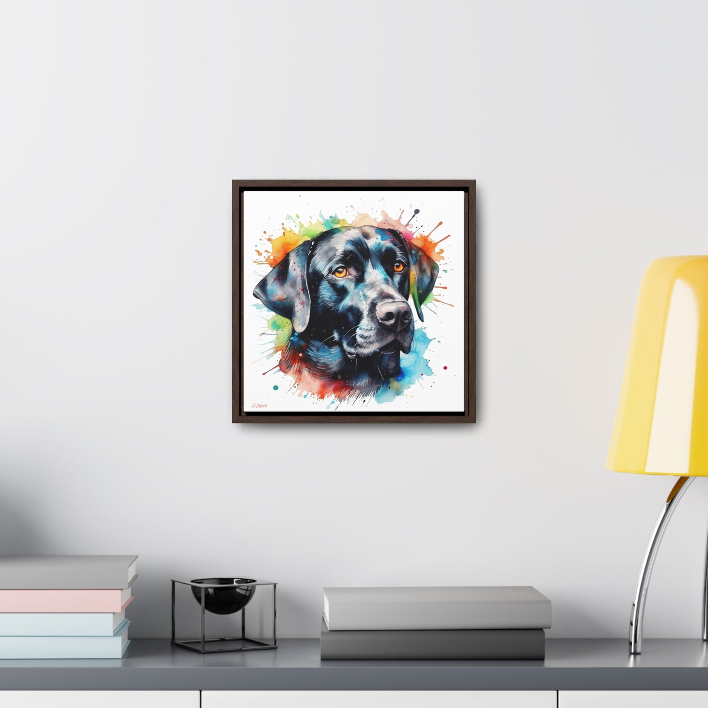 Black Lab 5 Gallery Canvas Wraps, Square Frame
