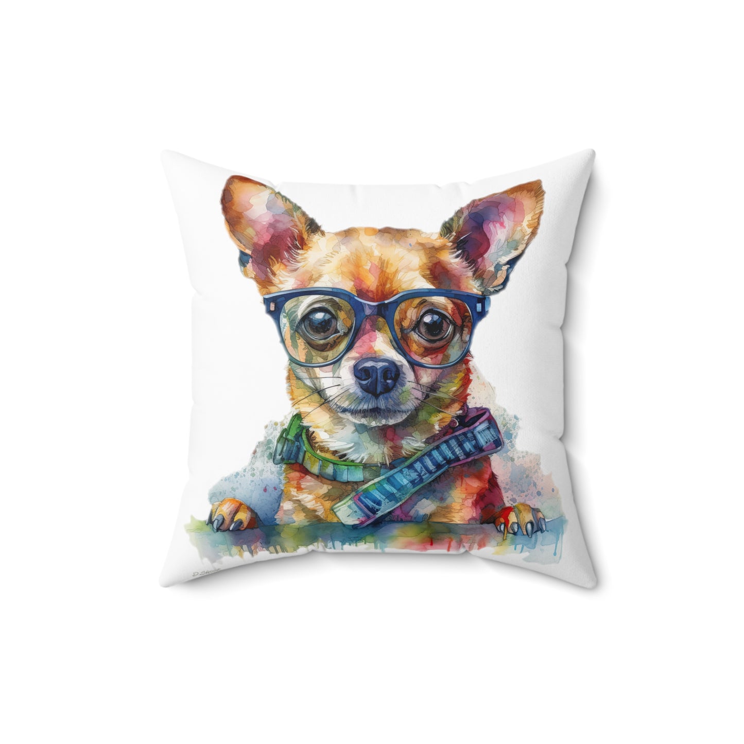 Chihuahua 4 Spun Polyester Square Pillow