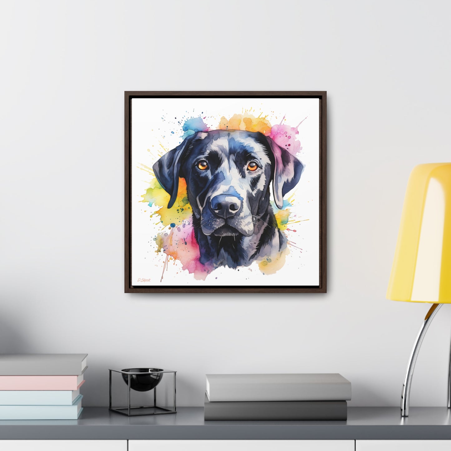 Black Lab 4 Gallery Canvas Wraps, Square Frame