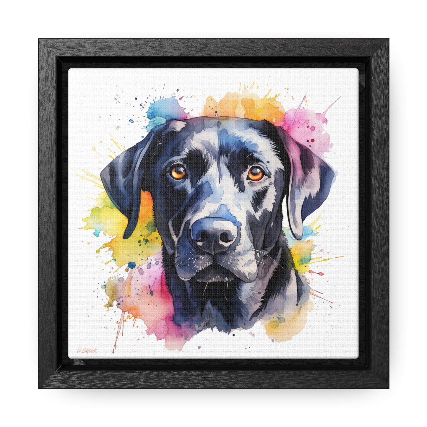 Black Lab 4 Gallery Canvas Wraps, Square Frame