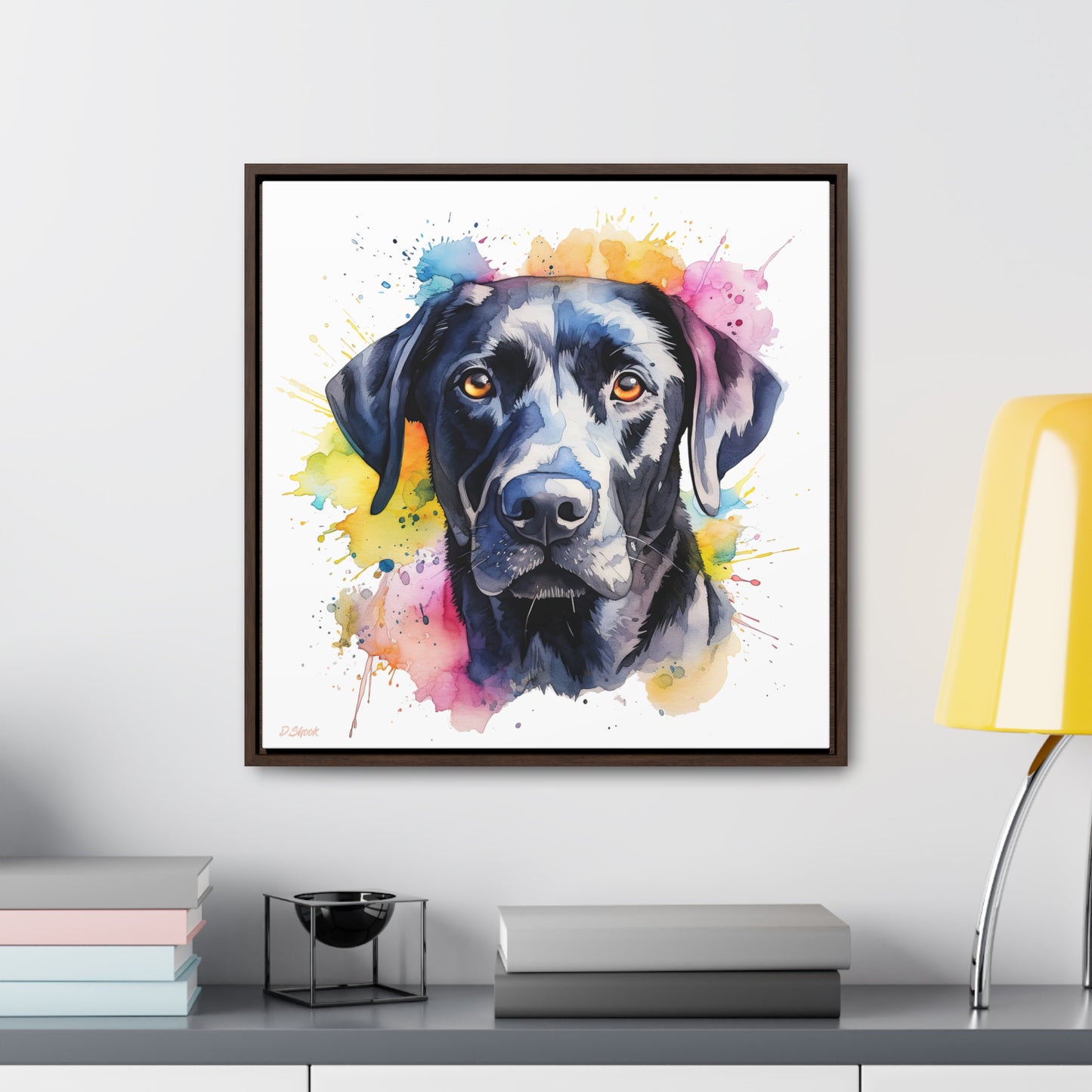 Black Lab 4 Gallery Canvas Wraps, Square Frame