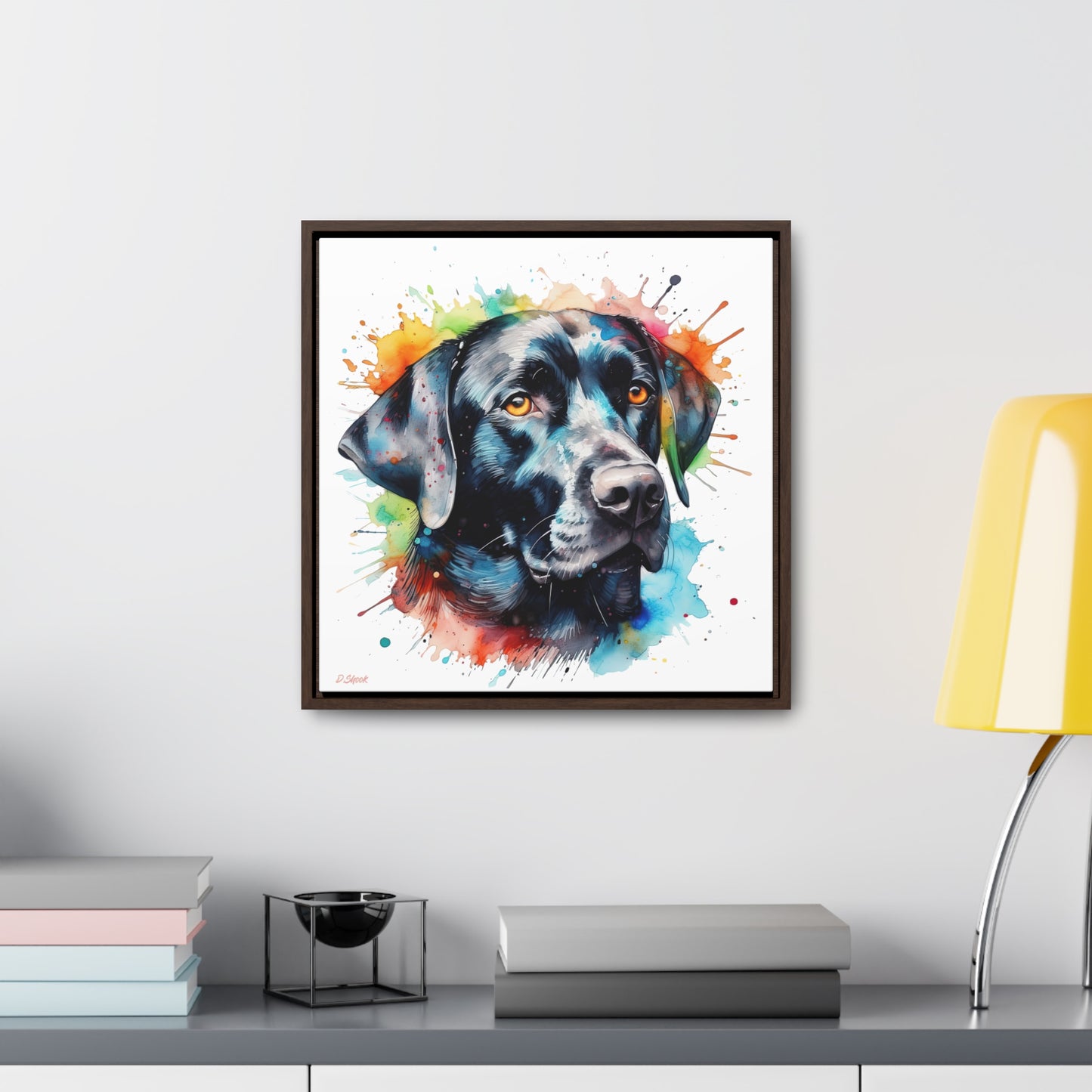Black Lab 5 Gallery Canvas Wraps, Square Frame