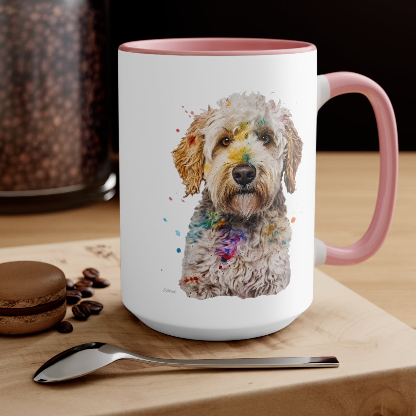 Mini Golden Doodle 2 Accent Mugs