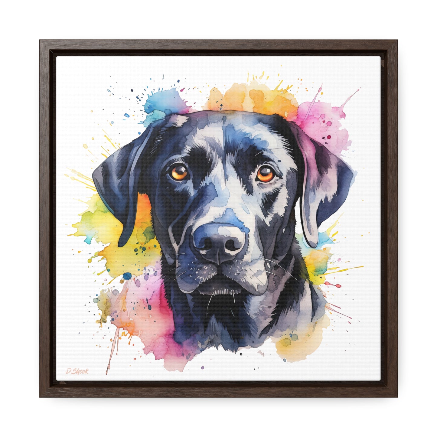 Black Lab 4 Gallery Canvas Wraps, Square Frame