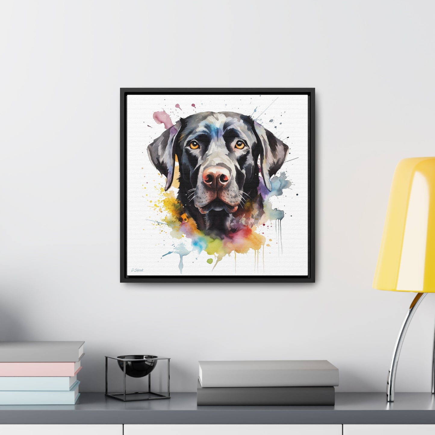 Black Lab 6 Gallery Canvas Wraps, Square Frame