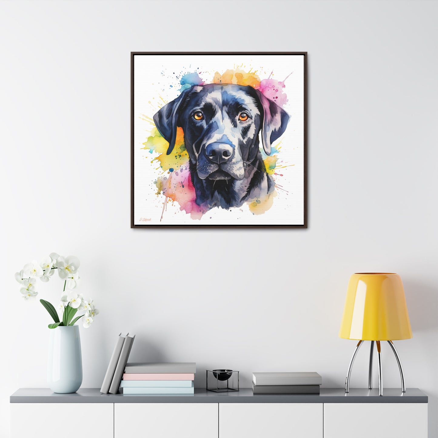 Black Lab 4 Gallery Canvas Wraps, Square Frame
