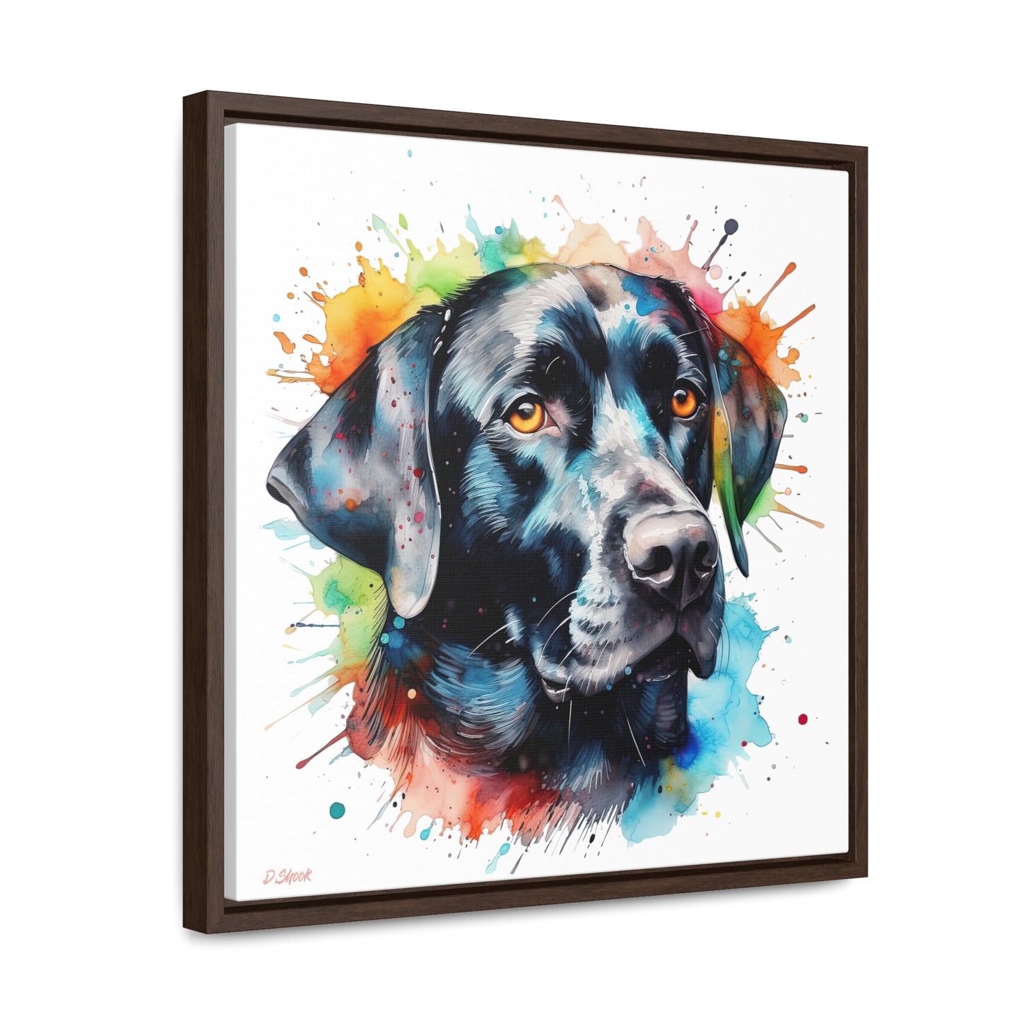 Black Lab 5 Gallery Canvas Wraps, Square Frame