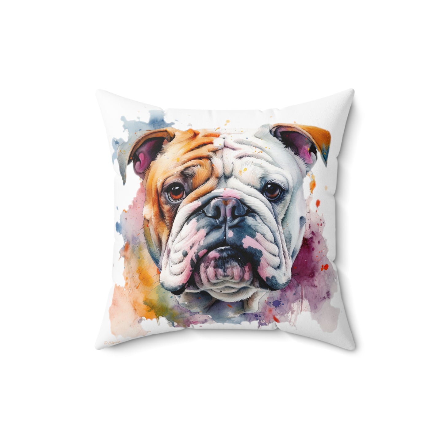 Bulldog 1 Spun Polyester Square Pillow