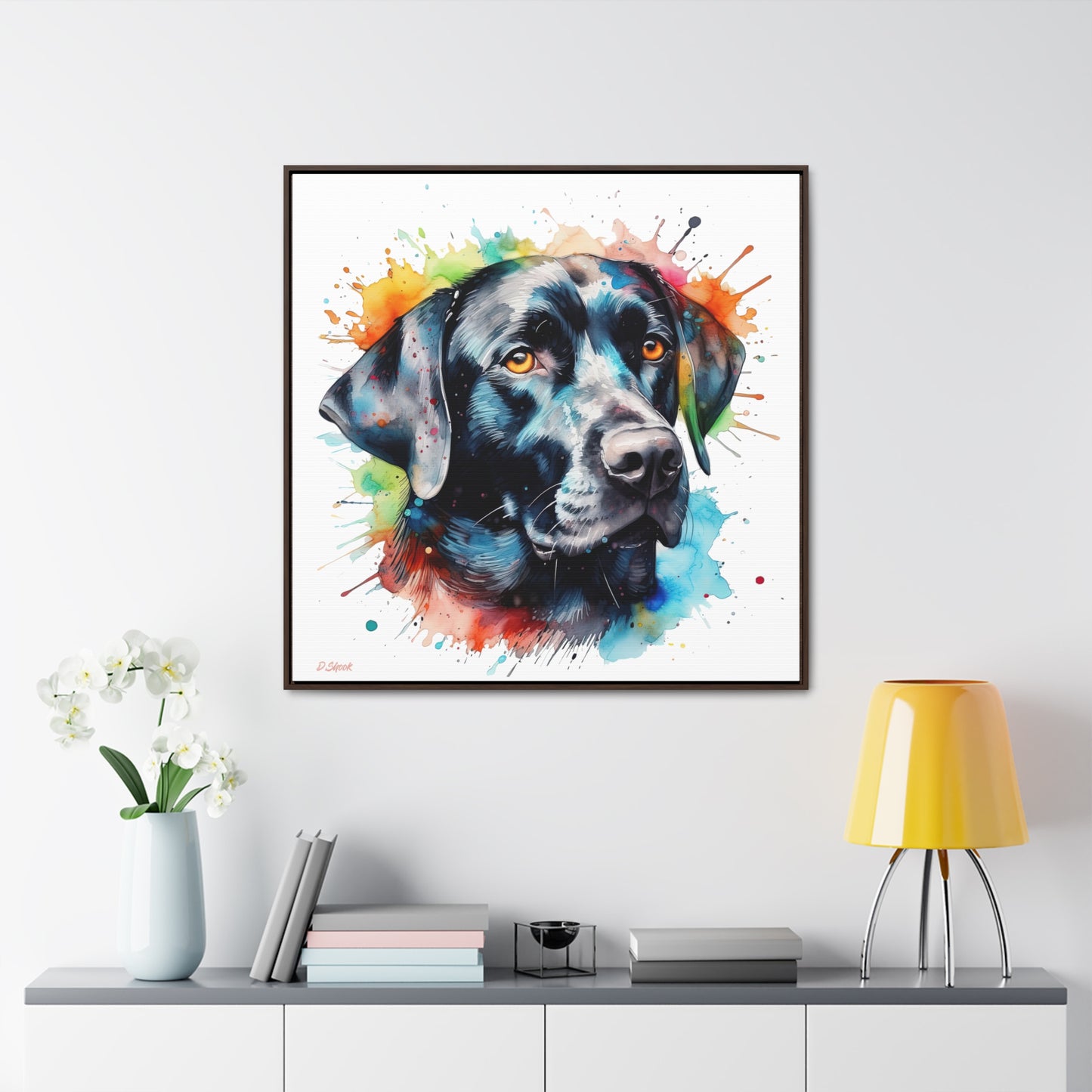 Black Lab 5 Gallery Canvas Wraps, Square Frame