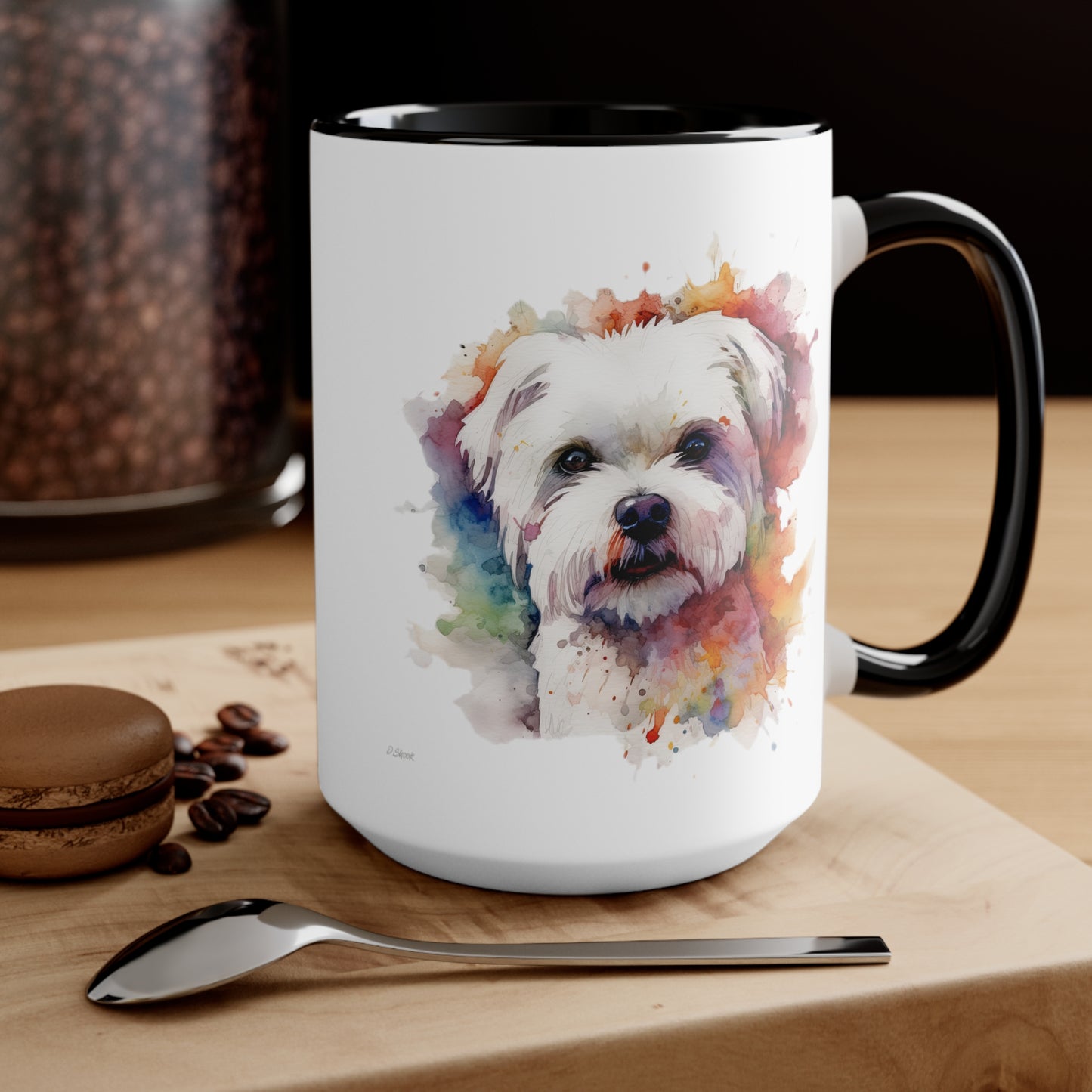 Maltese Dog 2 Accent Mugs