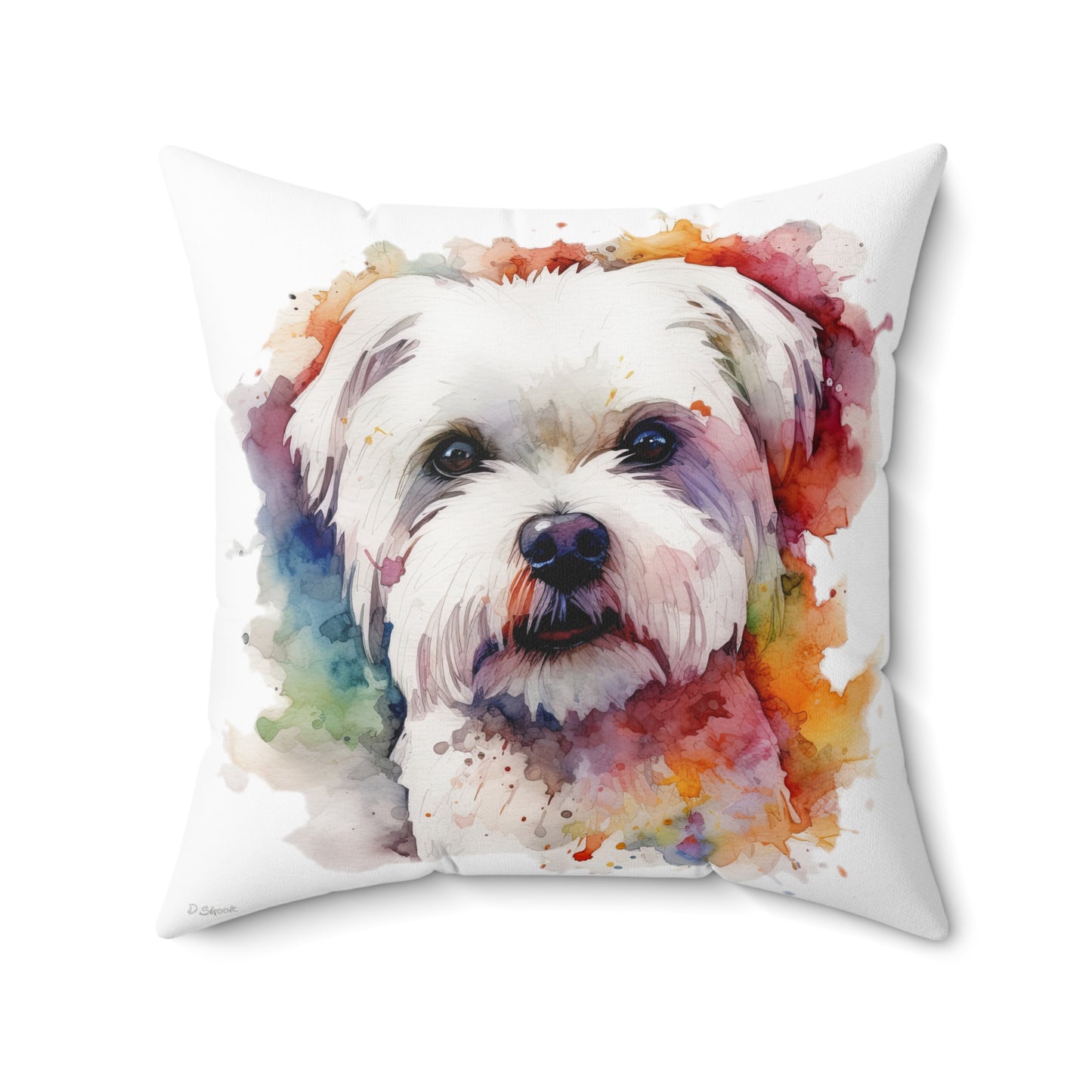 Maltese Dog 2 Spun Polyester Square Pillow