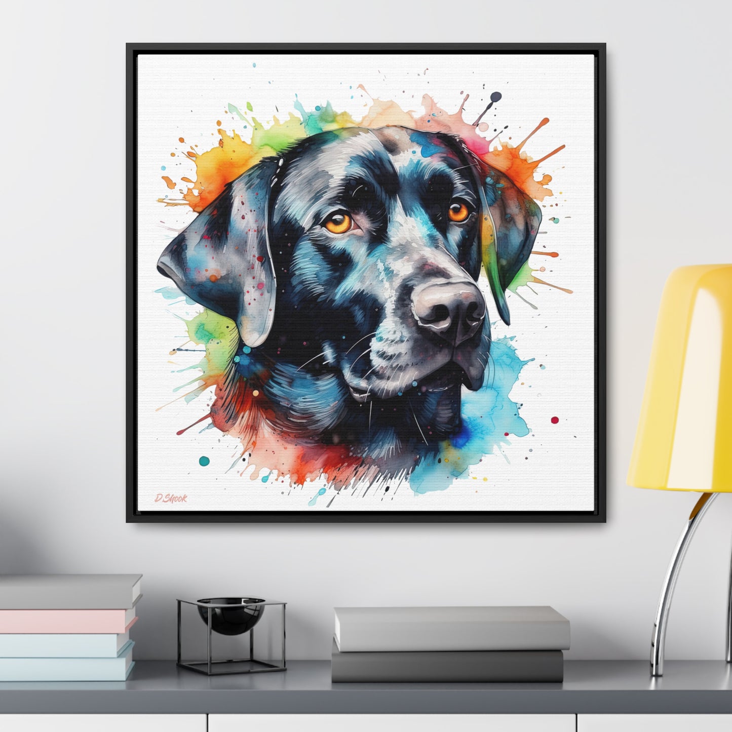 Black Lab 5 Gallery Canvas Wraps, Square Frame