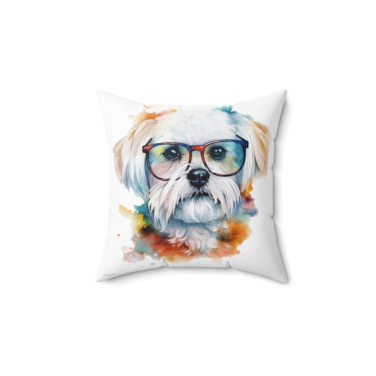 Maltese Dog 5 Spun Polyester Square Pillow