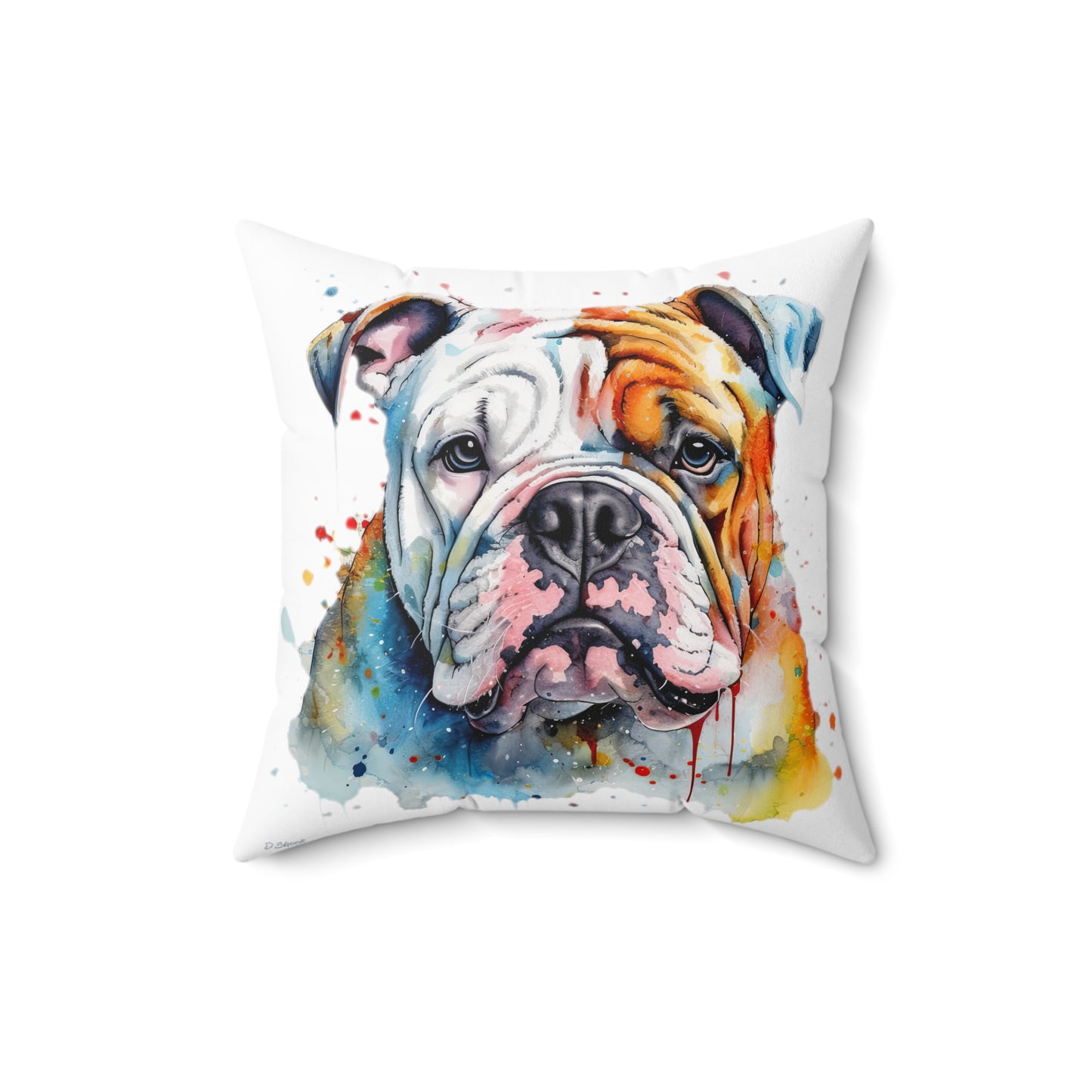 Bulldog 3 Spun Polyester Square Pillow