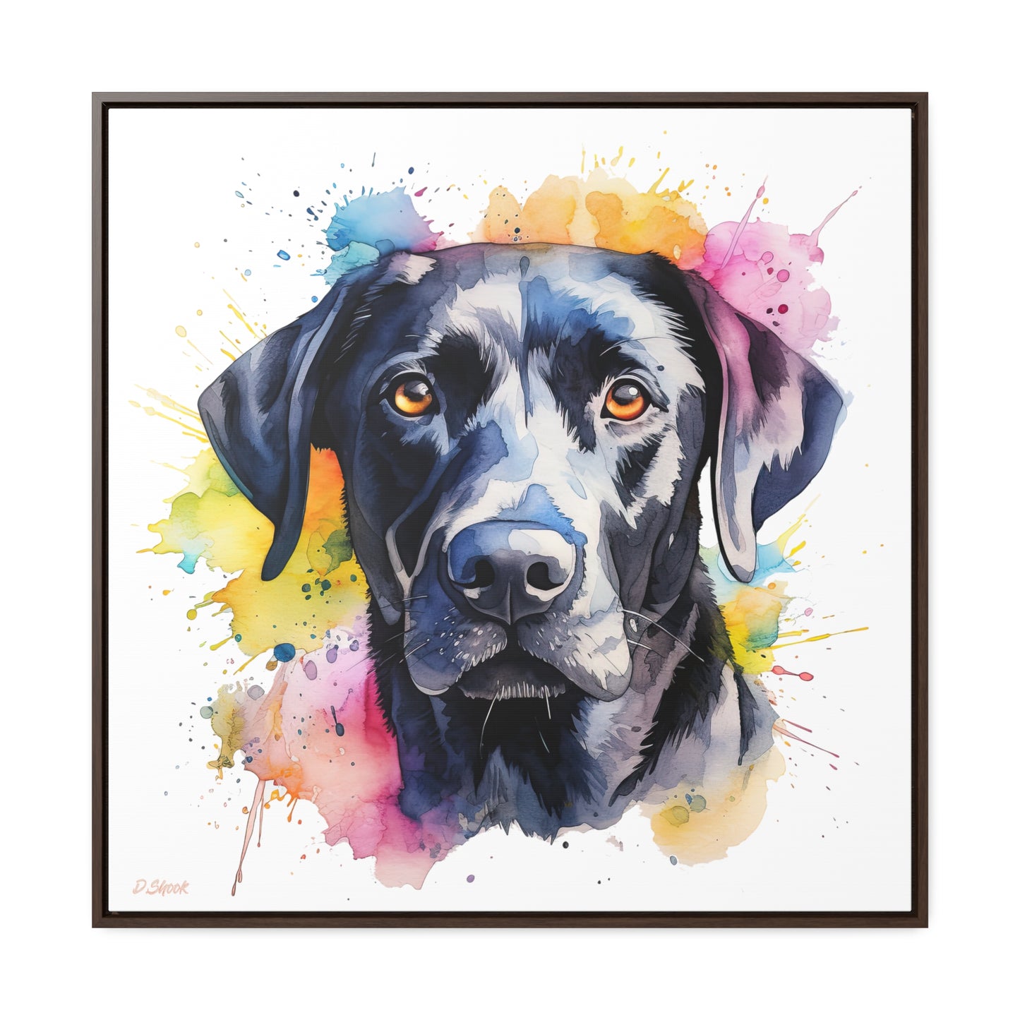 Black Lab 4 Gallery Canvas Wraps, Square Frame