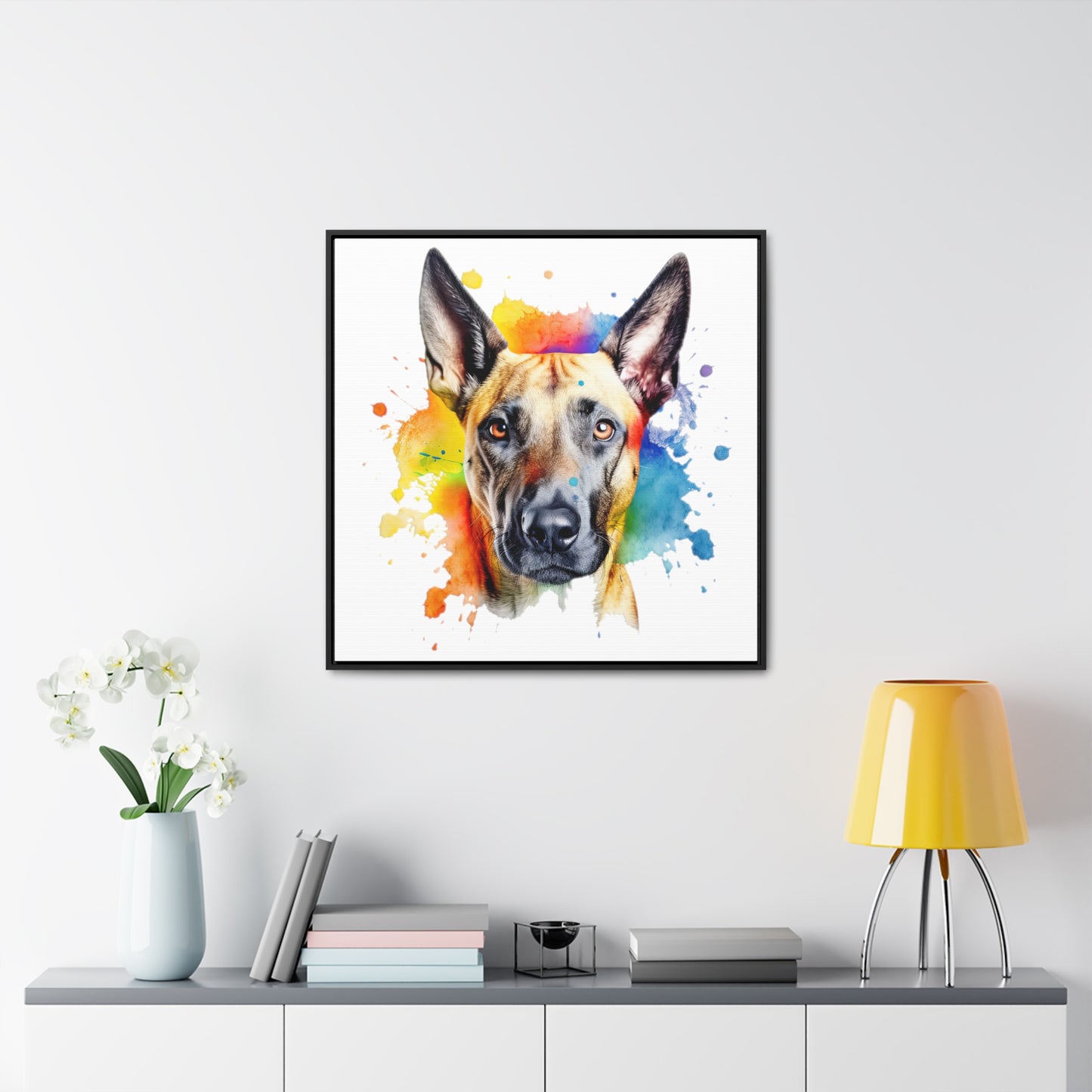 Belgium Malinois 3 Gallery Canvas Wraps, Square Frame