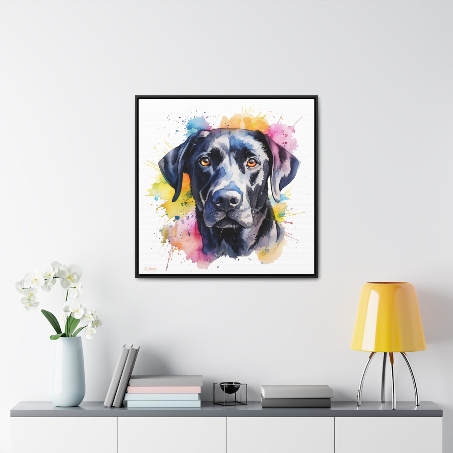 Black Lab 4 Gallery Canvas Wraps, Square Frame