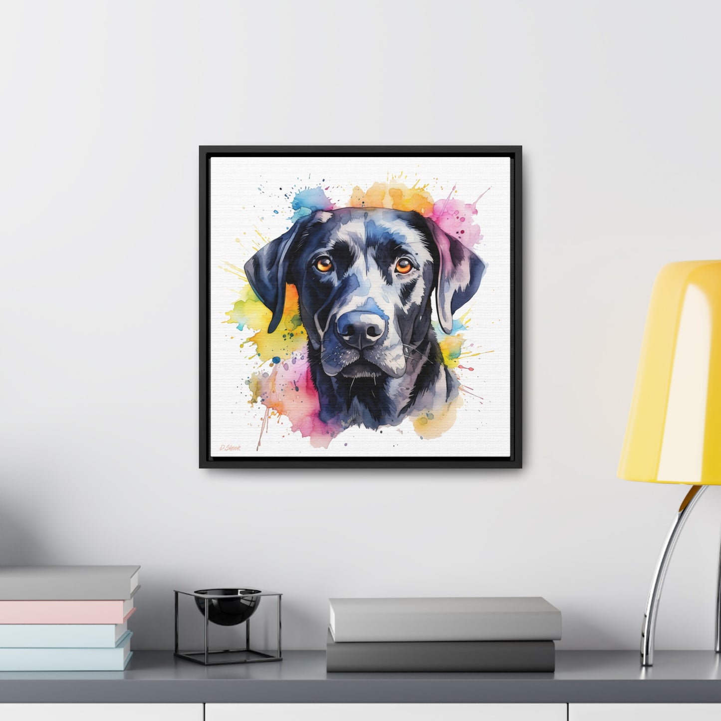 Black Lab 4 Gallery Canvas Wraps, Square Frame