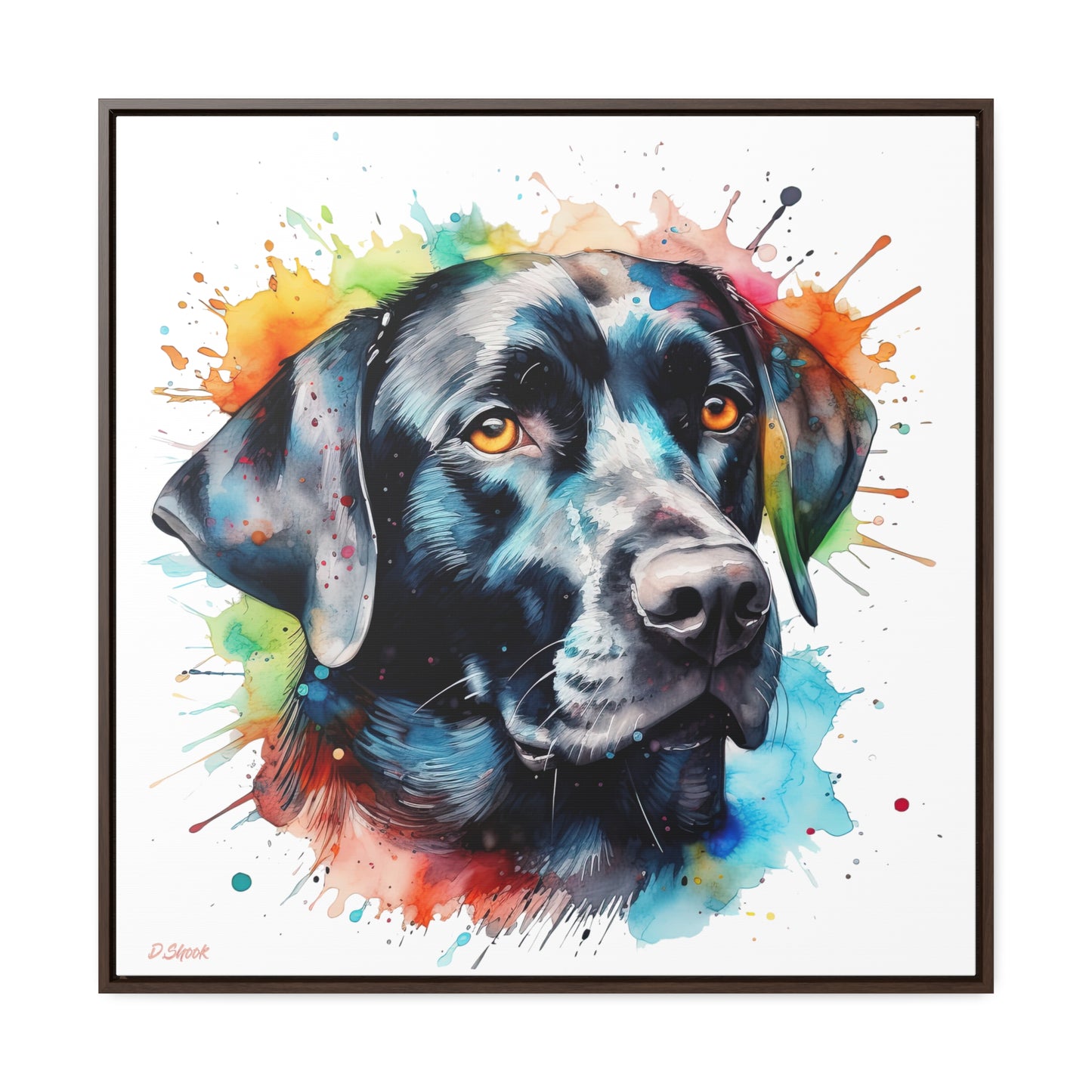 Black Lab 5 Gallery Canvas Wraps, Square Frame