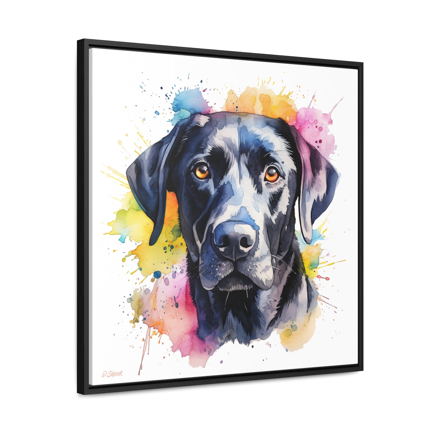 Black Lab 4 Gallery Canvas Wraps, Square Frame