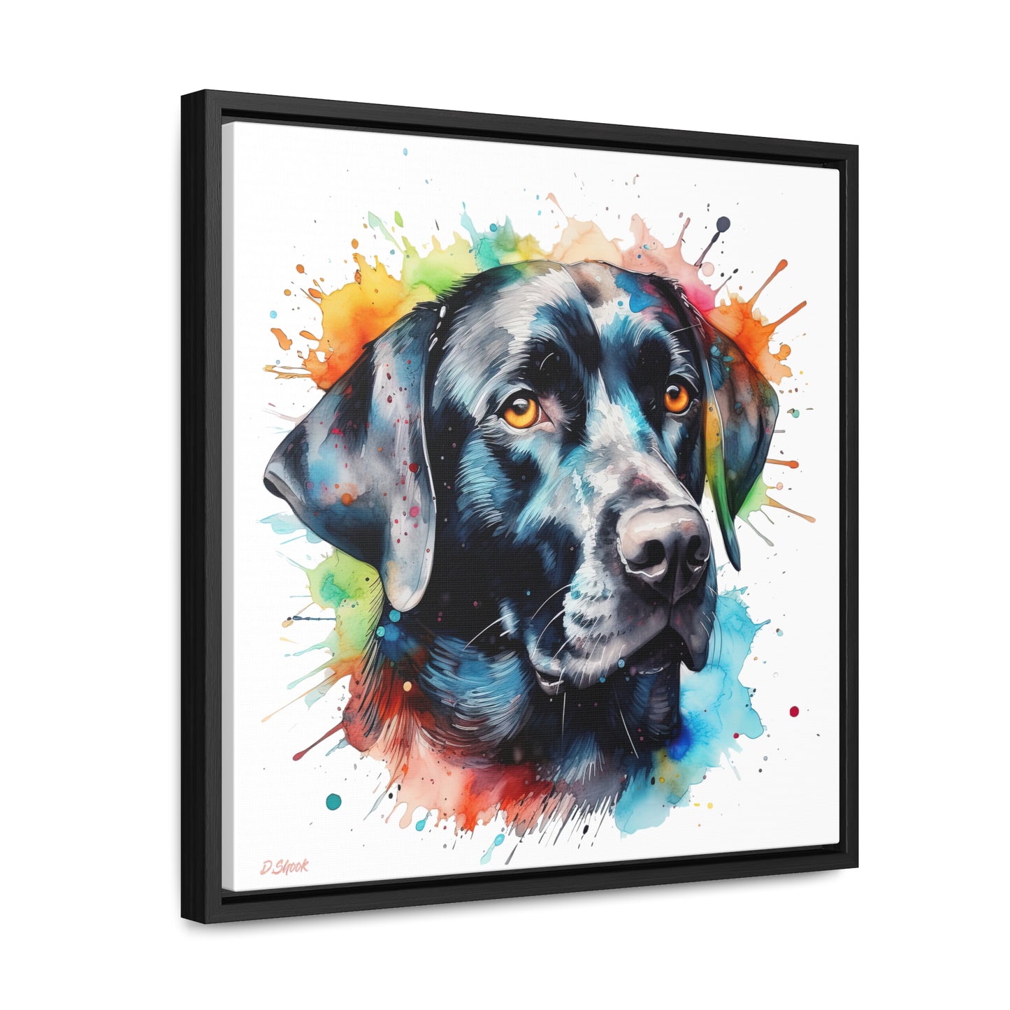 Black Lab 5 Gallery Canvas Wraps, Square Frame