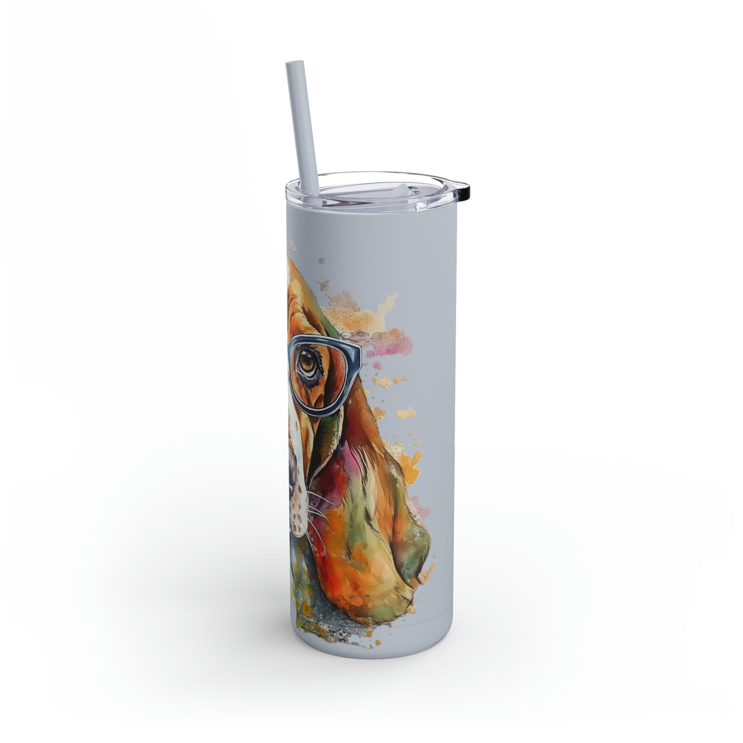 Basset Hound 5 Maars Maker Skinny Matte Tumbler, 20oz