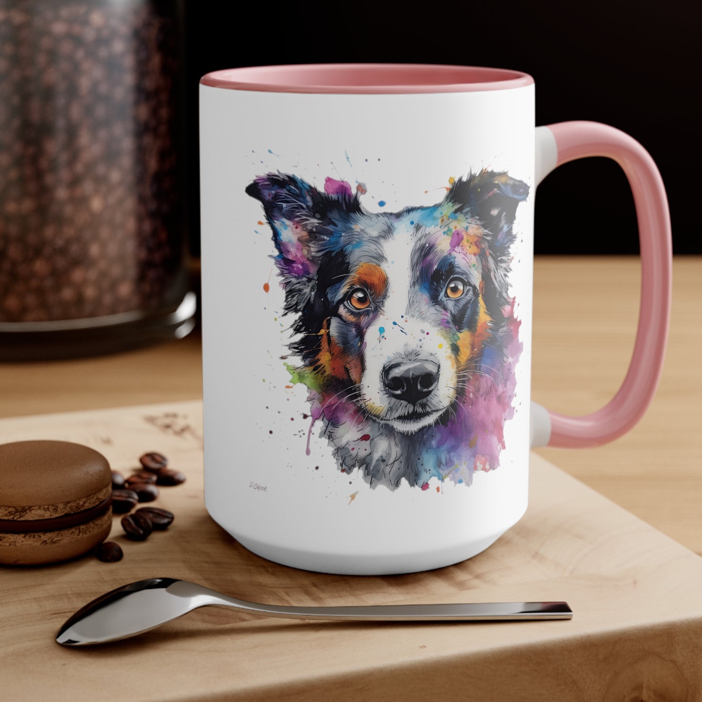 Border Collie 1 Accent Mugs