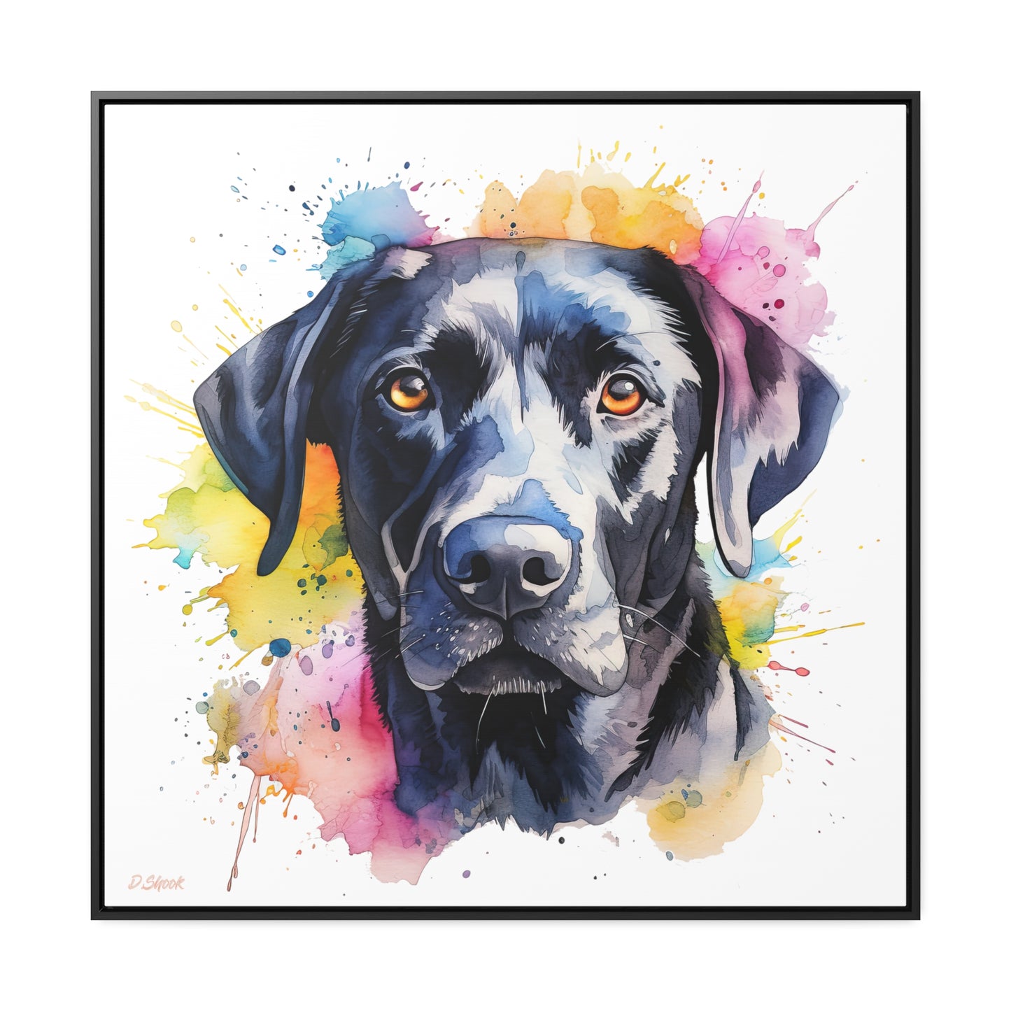 Black Lab 4 Gallery Canvas Wraps, Square Frame