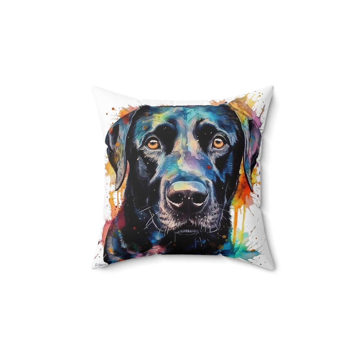 Black Lab 1 Spun Polyester Square Pillow
