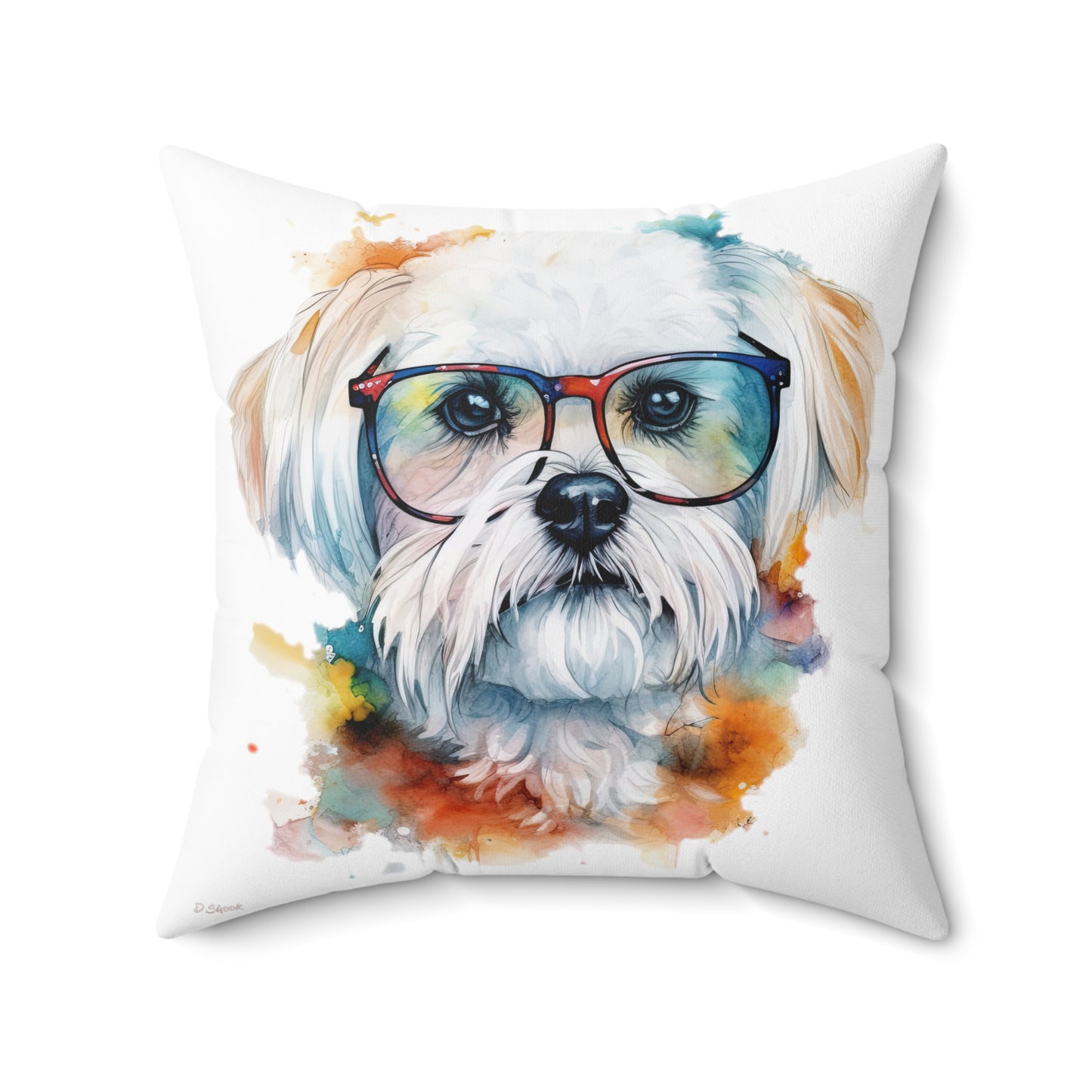 Maltese Dog 5 Spun Polyester Square Pillow