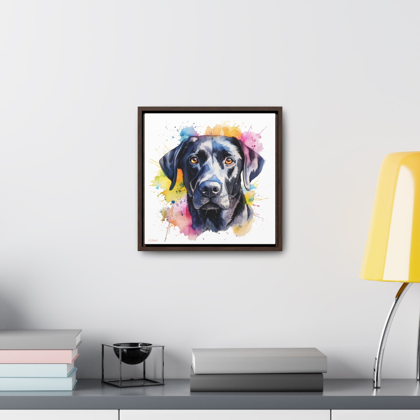Black Lab 4 Gallery Canvas Wraps, Square Frame