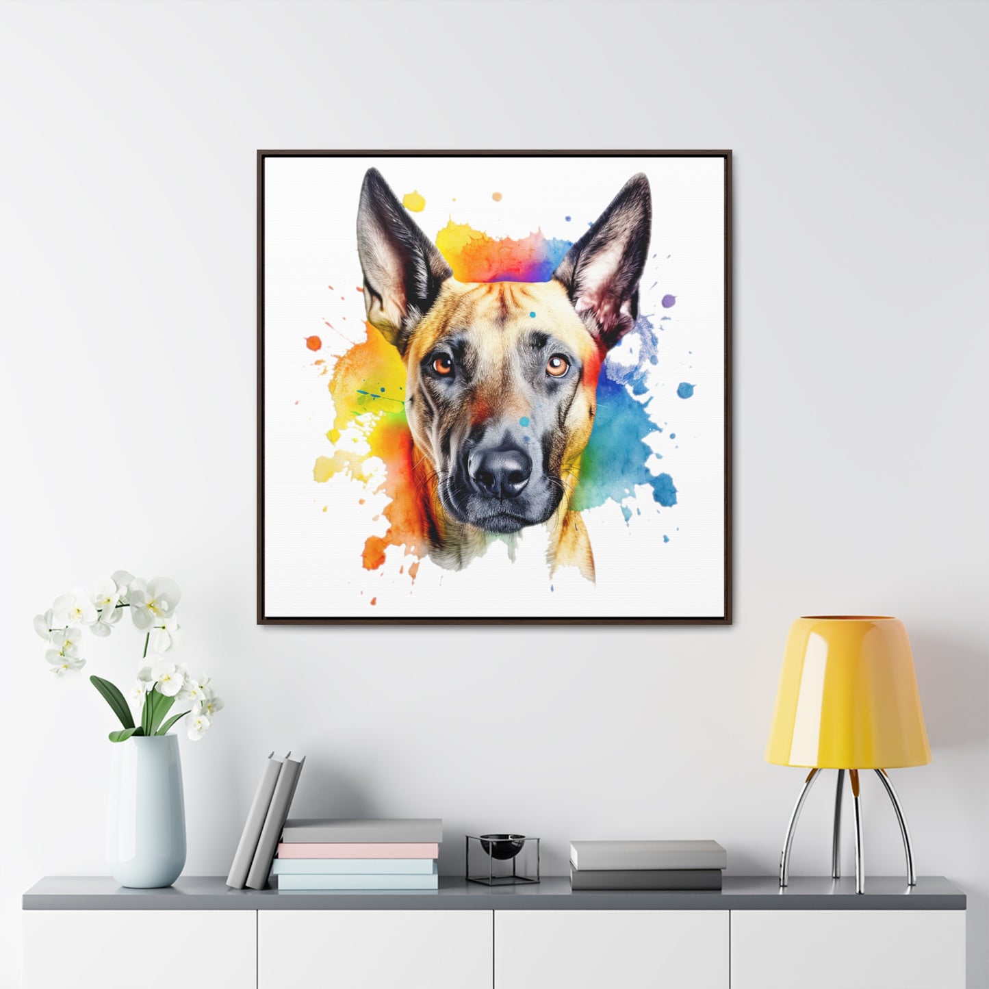 Belgium Malinois 3 Gallery Canvas Wraps, Square Frame
