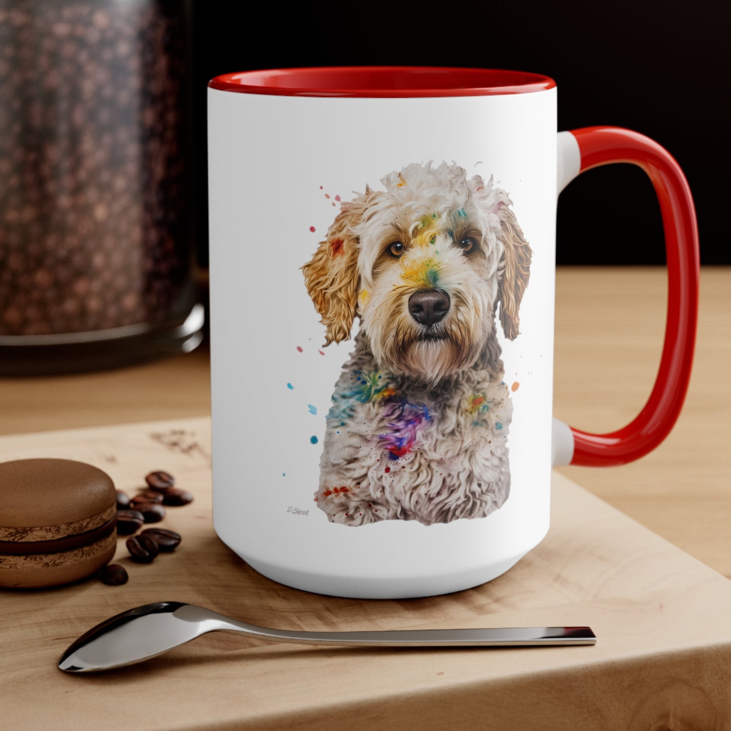 Mini Golden Doodle 2 Accent Mugs