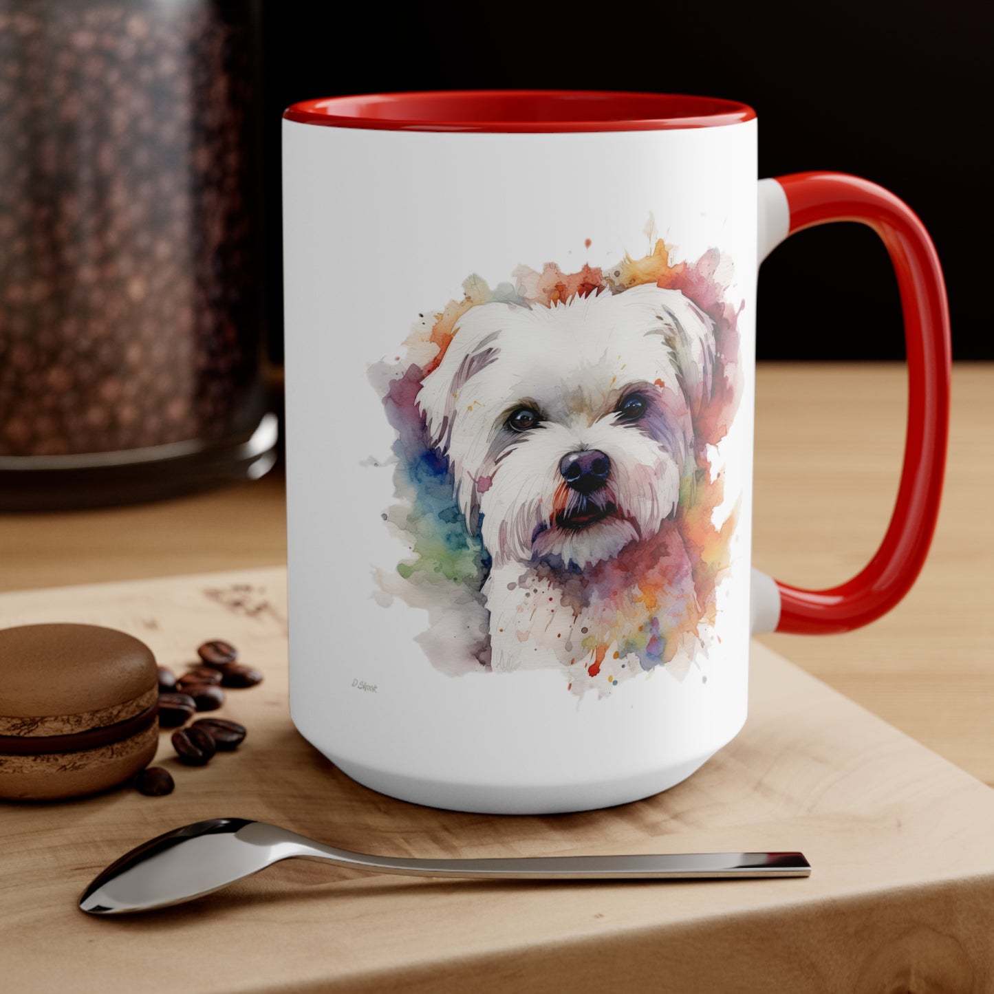 Maltese Dog 2 Accent Mugs