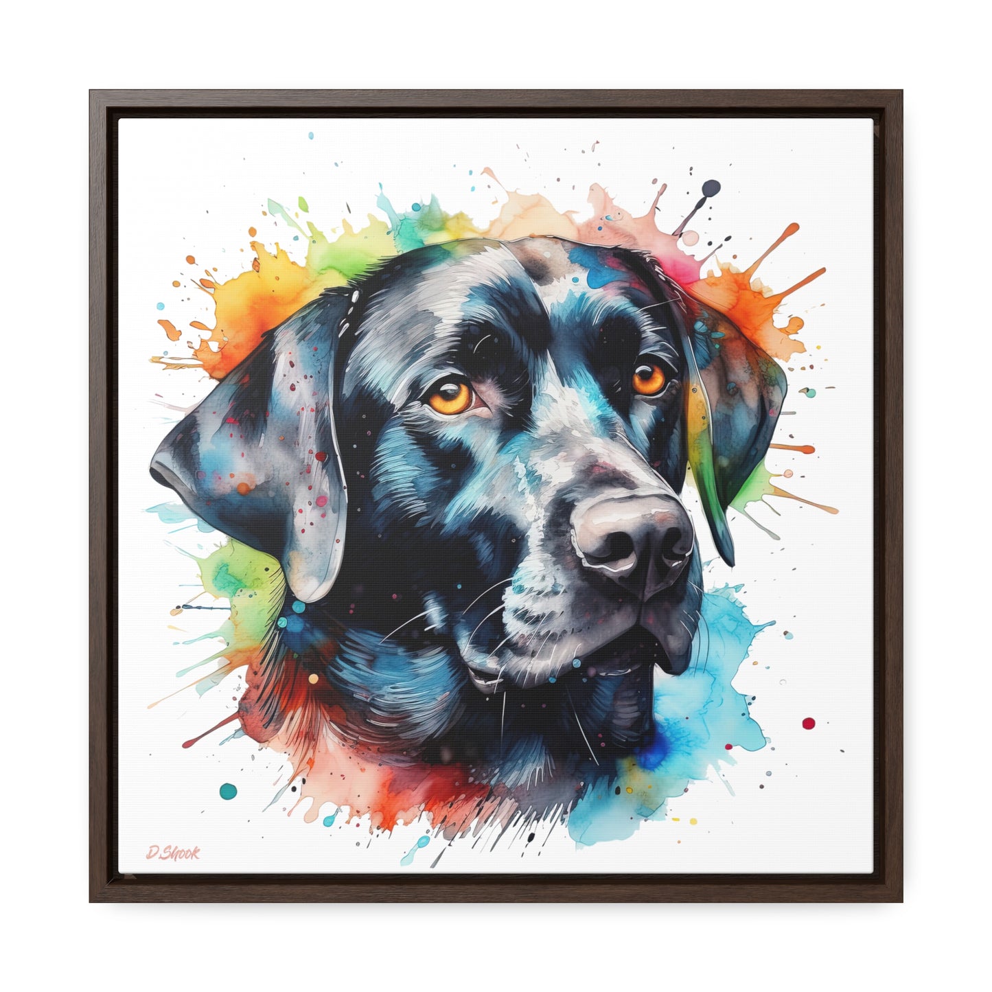 Black Lab 5 Gallery Canvas Wraps, Square Frame