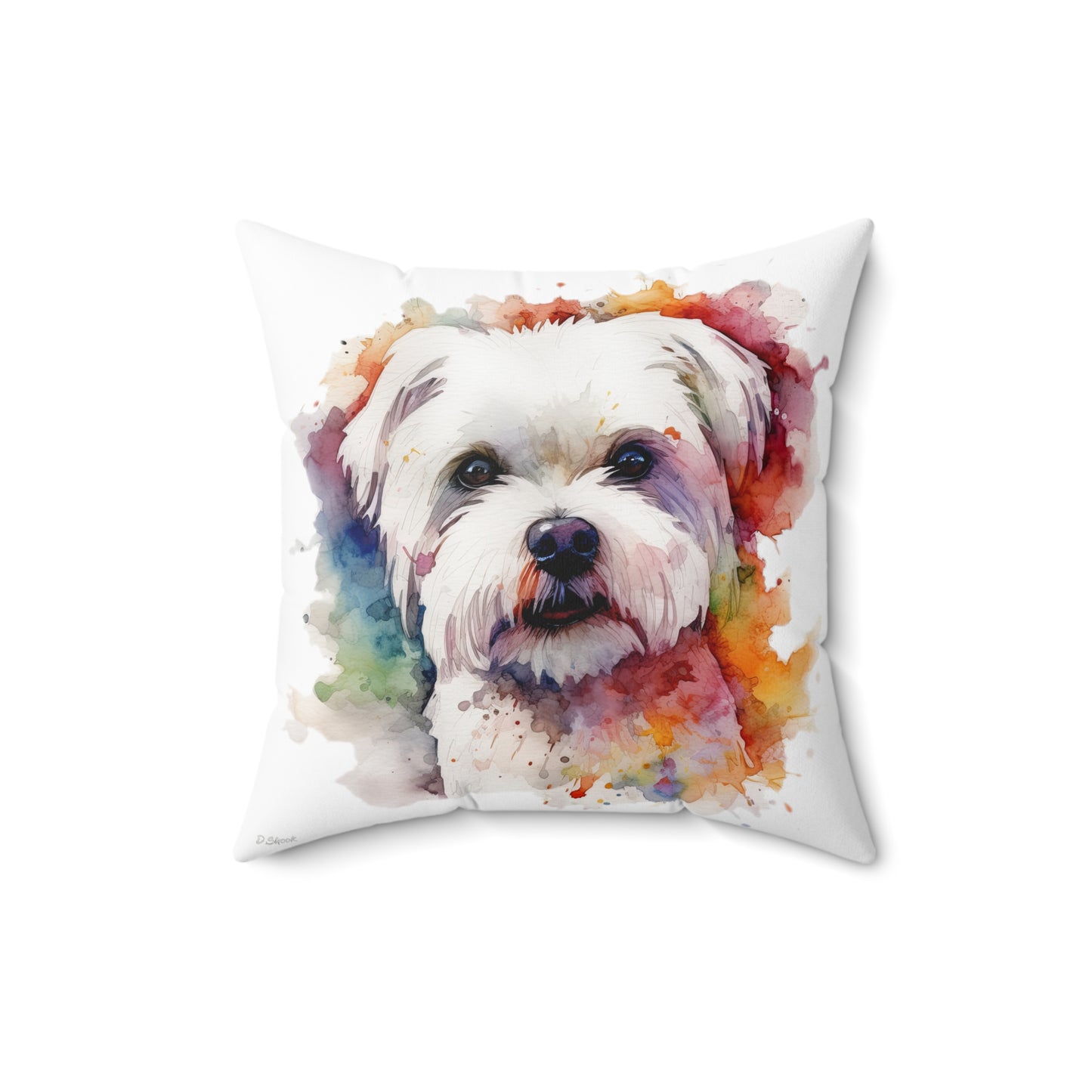 Maltese Dog 2 Spun Polyester Square Pillow