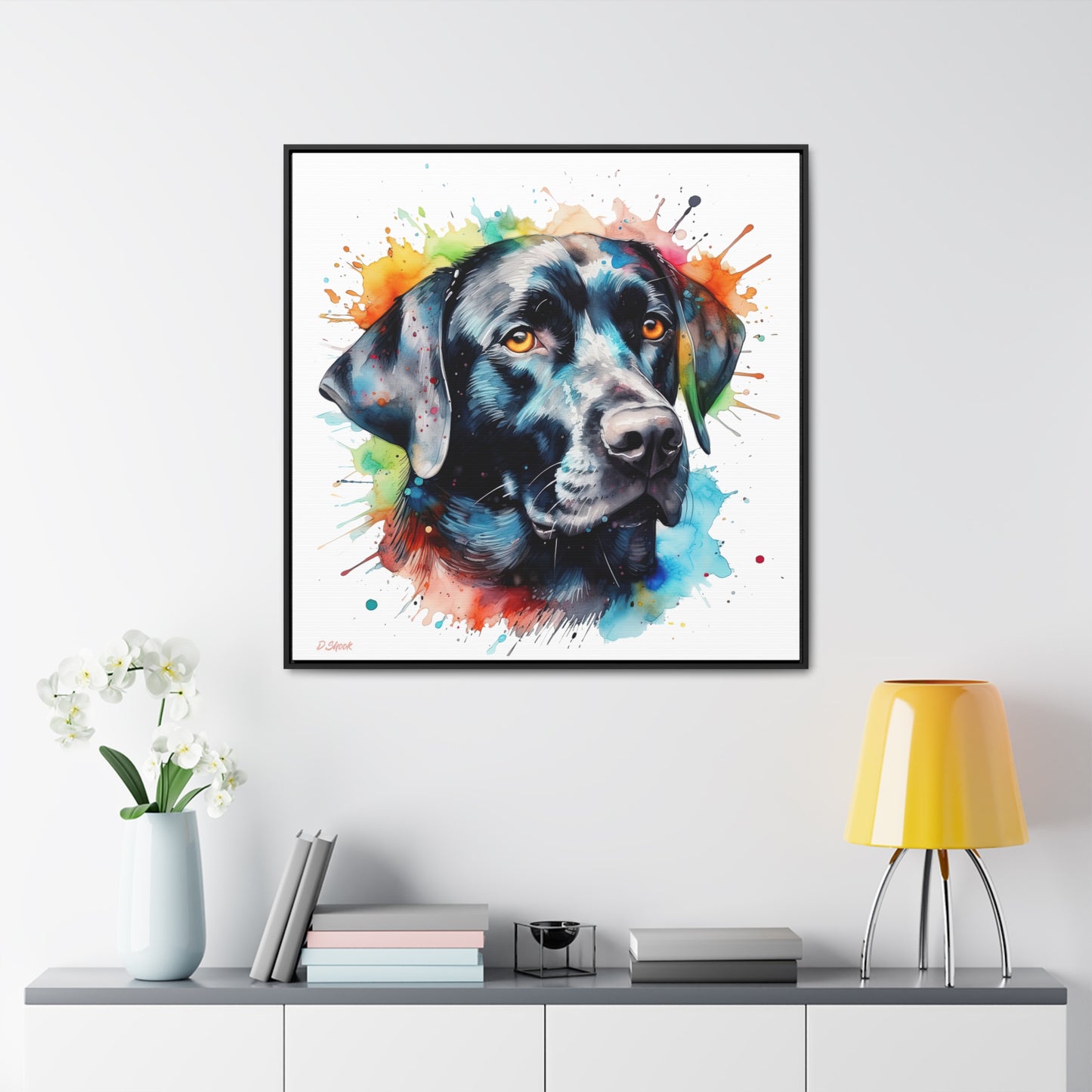 Black Lab 5 Gallery Canvas Wraps, Square Frame