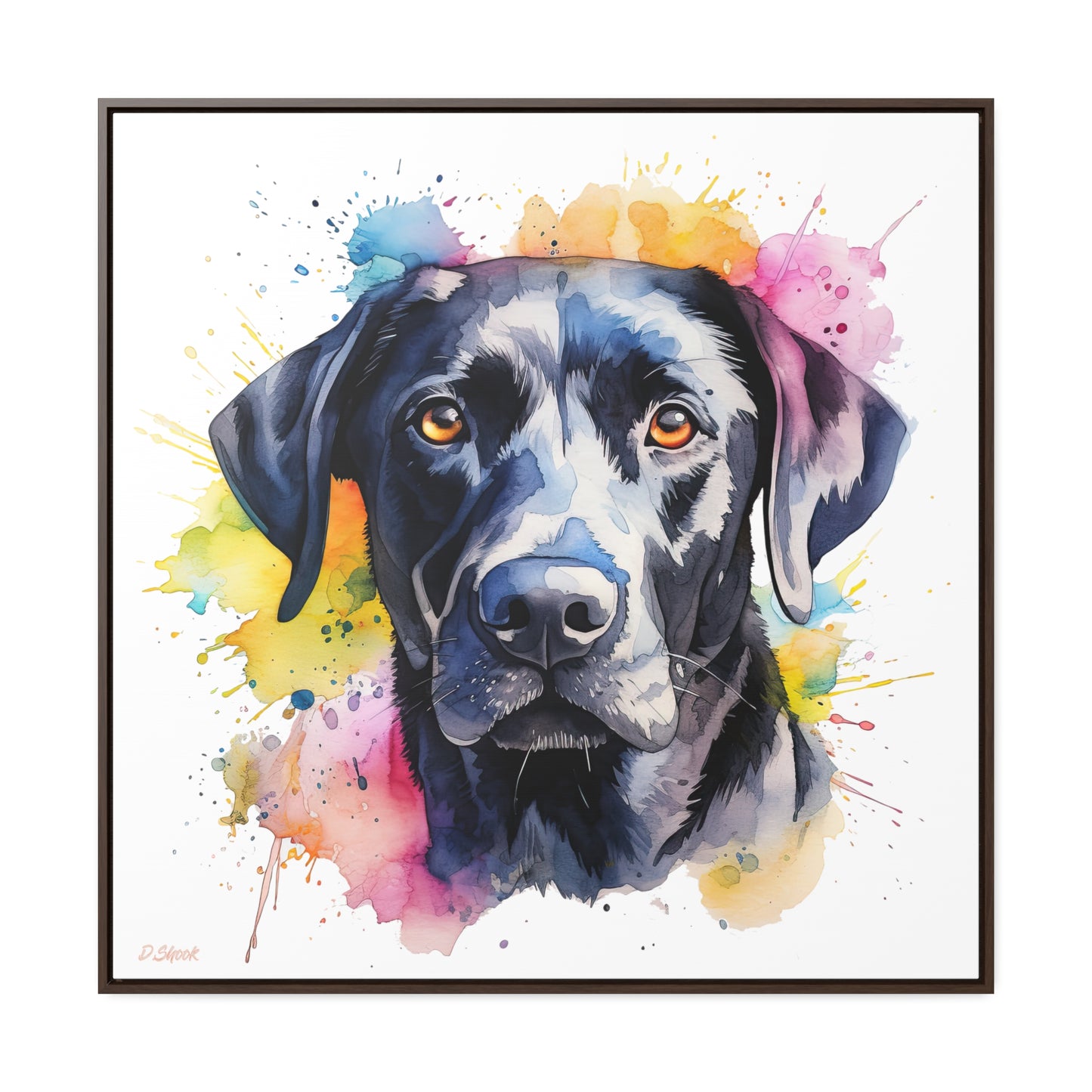 Black Lab 4 Gallery Canvas Wraps, Square Frame