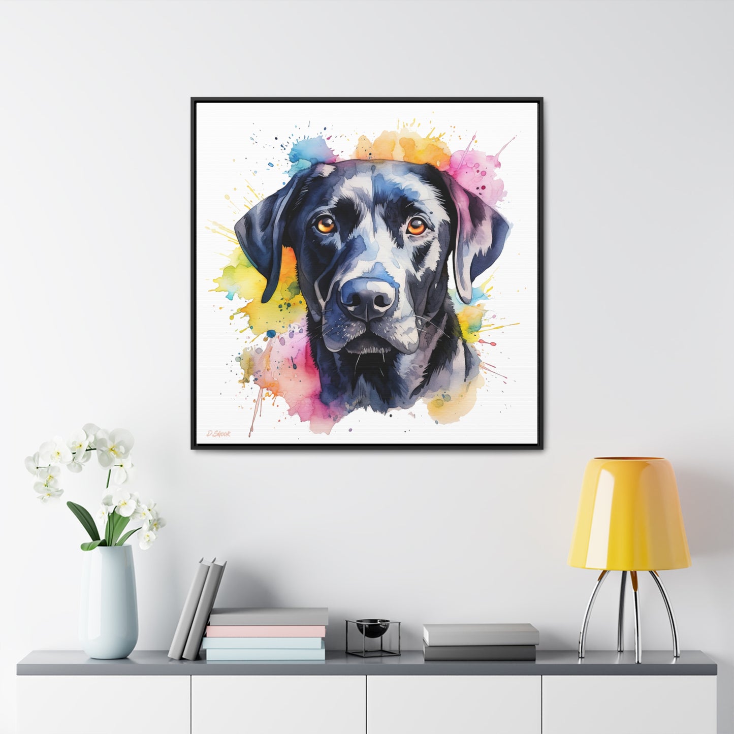 Black Lab 4 Gallery Canvas Wraps, Square Frame