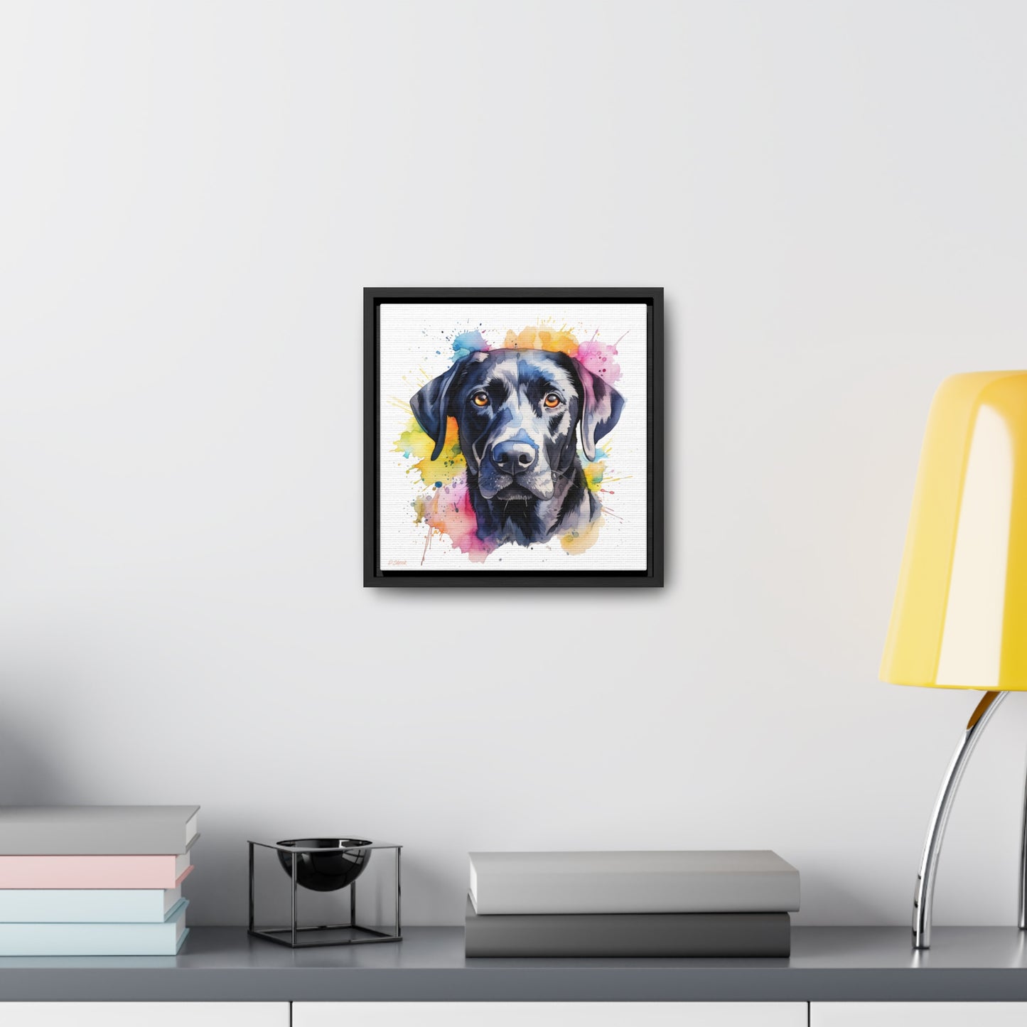 Black Lab 4 Gallery Canvas Wraps, Square Frame