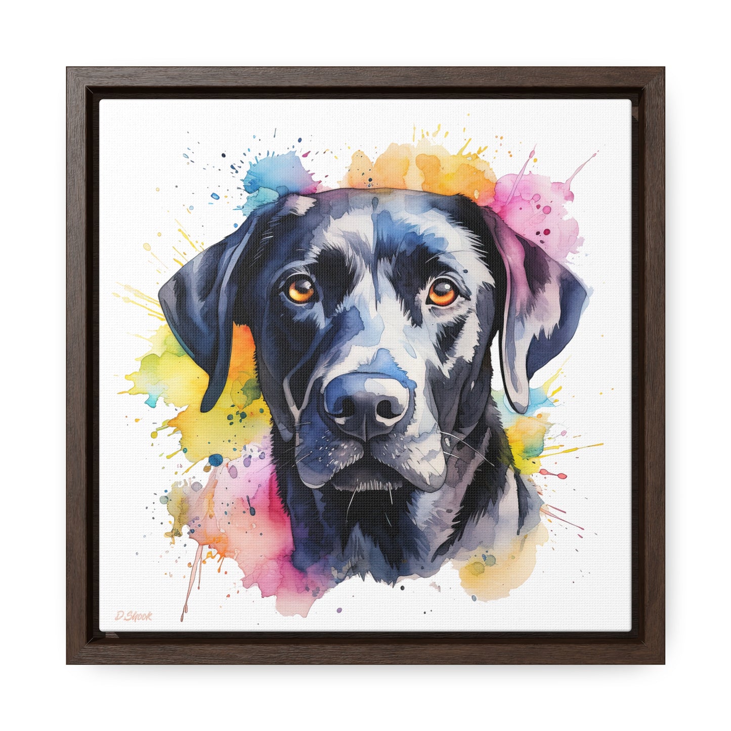 Black Lab 4 Gallery Canvas Wraps, Square Frame