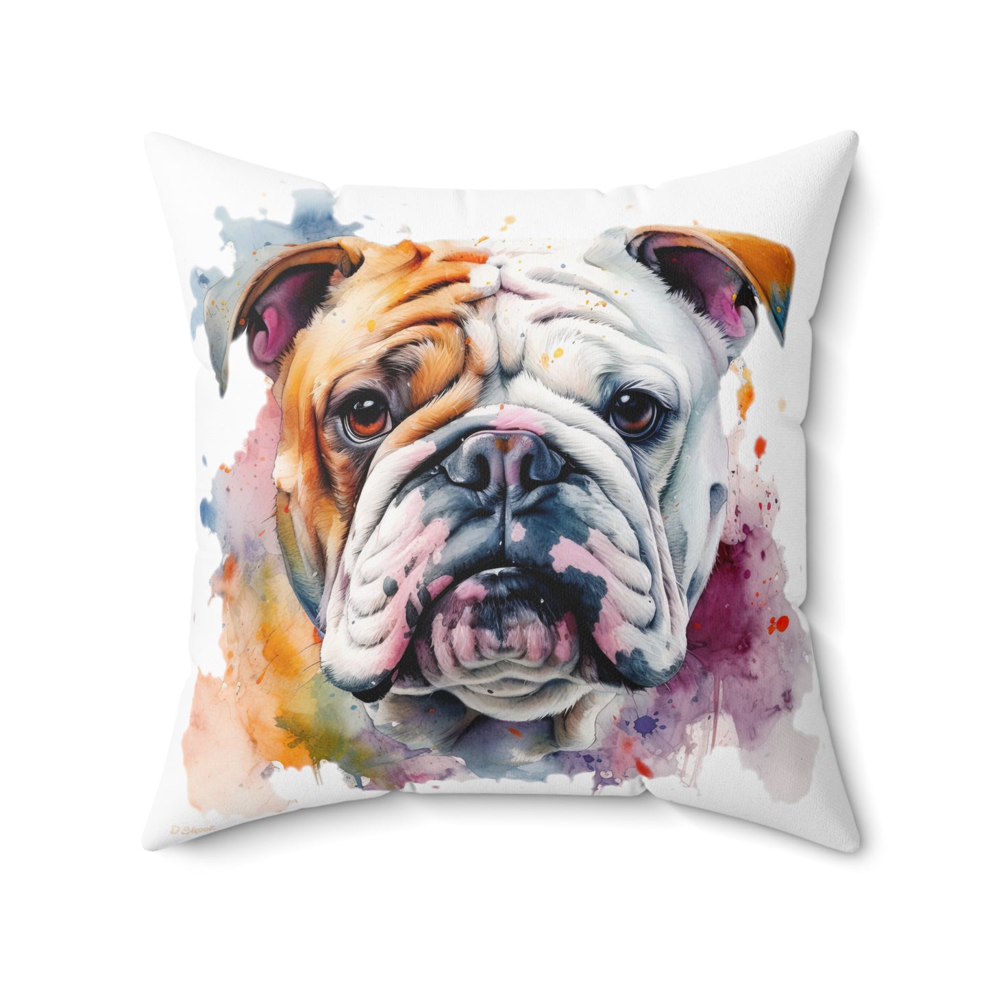 Bulldog 1 Spun Polyester Square Pillow