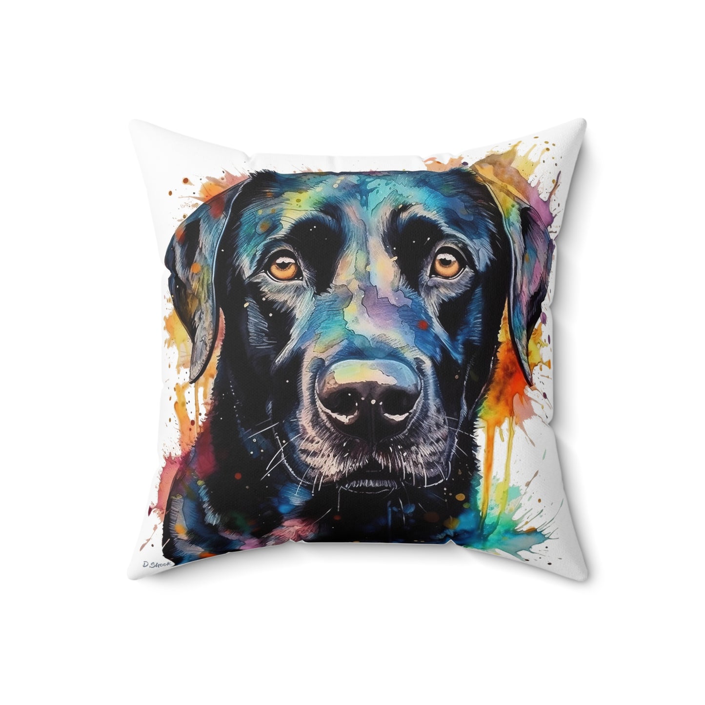 Black Lab 1 Spun Polyester Square Pillow